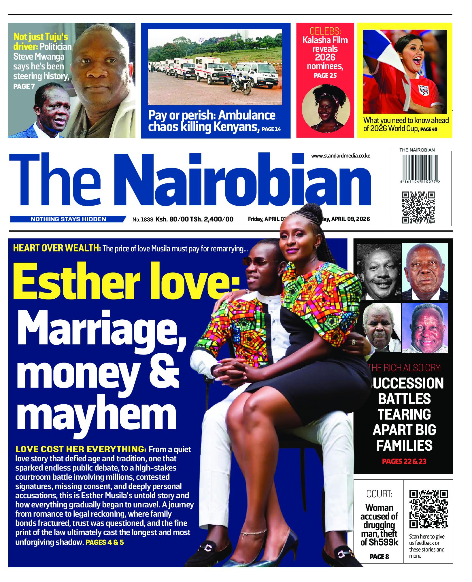 The Nairobian Newspaper page 1
