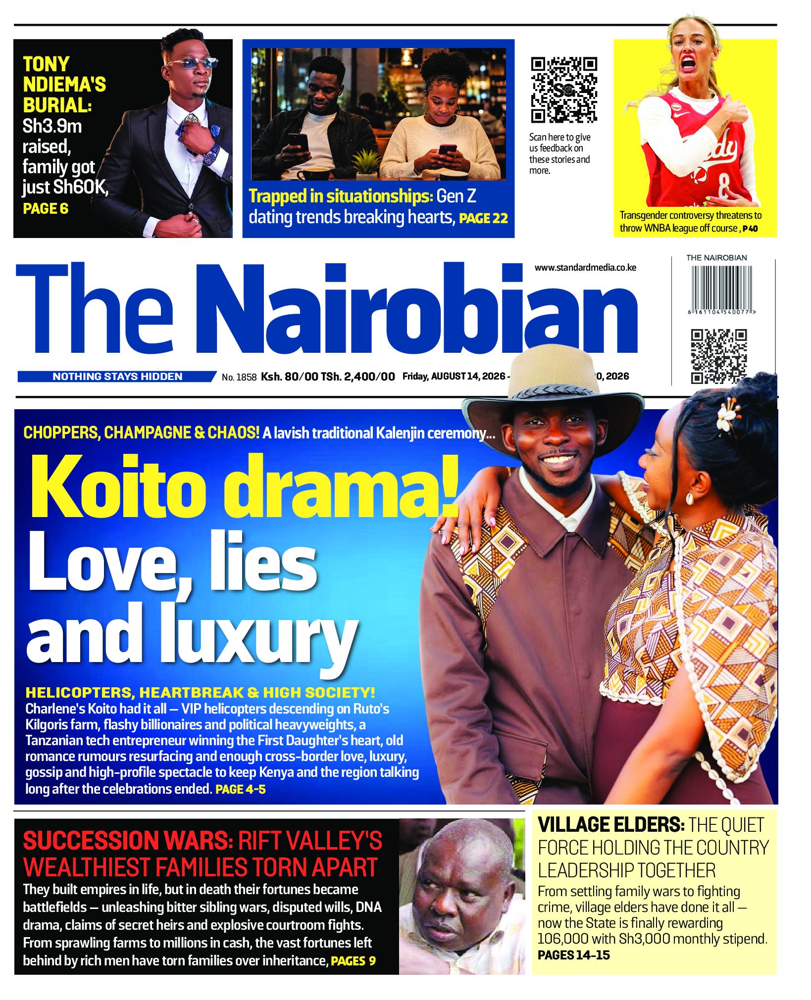 The Nairobian Newspaper page 1