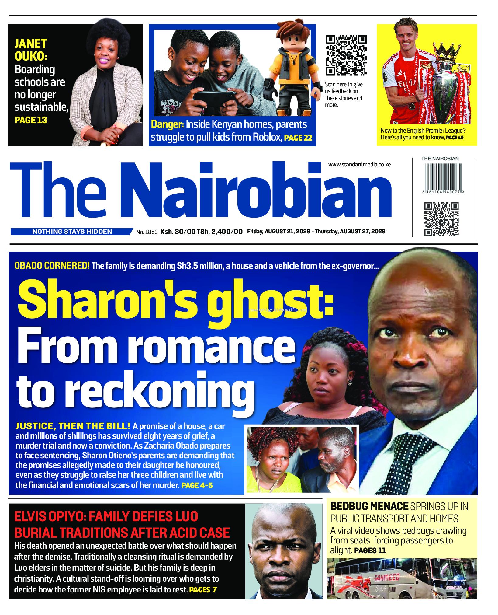 The Nairobian Newspaper page 1