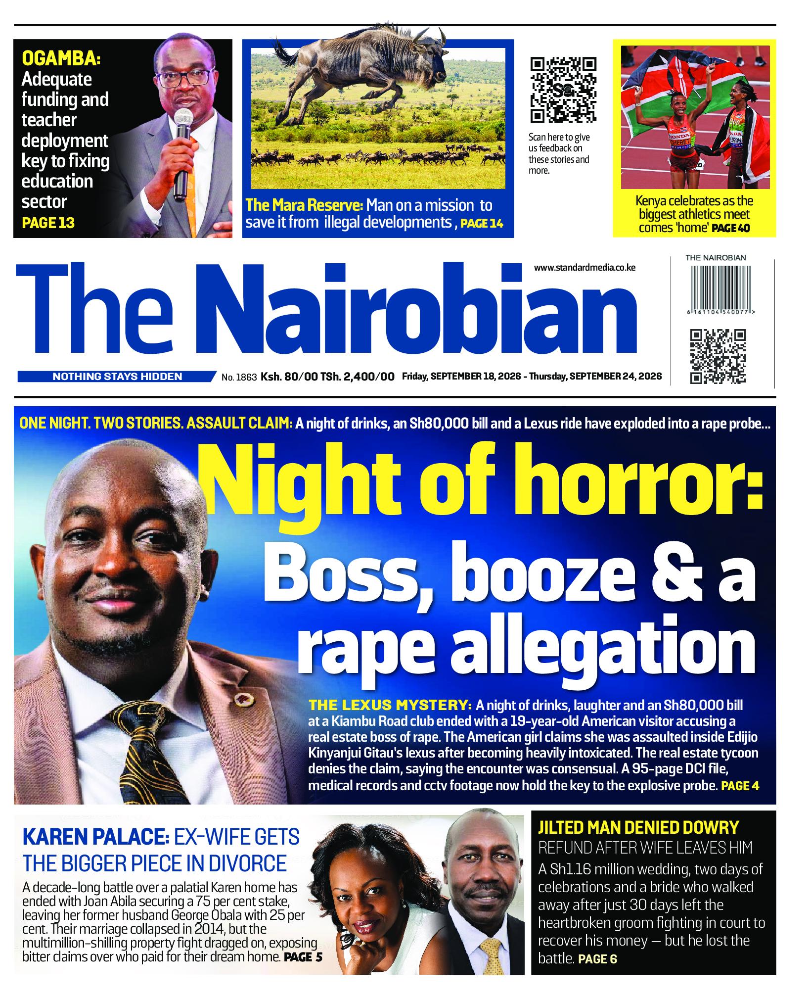The Nairobian Newspaper page 1