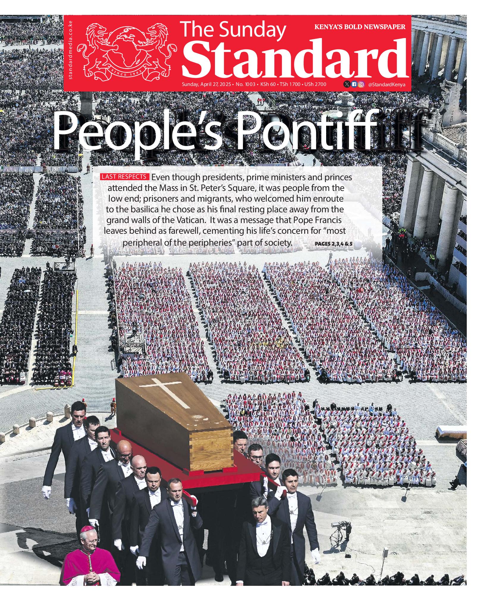 The Standard Newspaper page 1