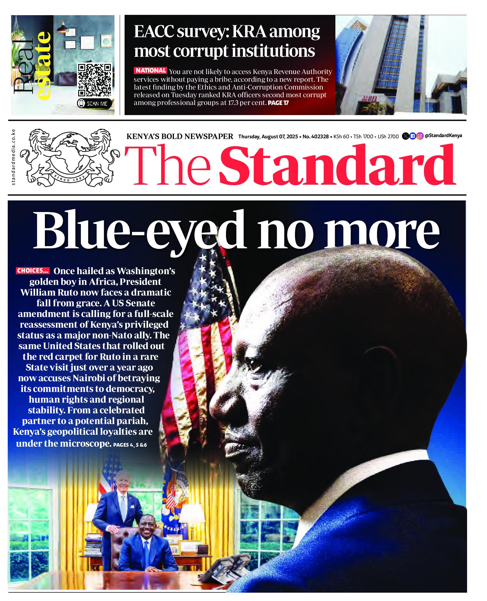 The Standard Newspaper page 1