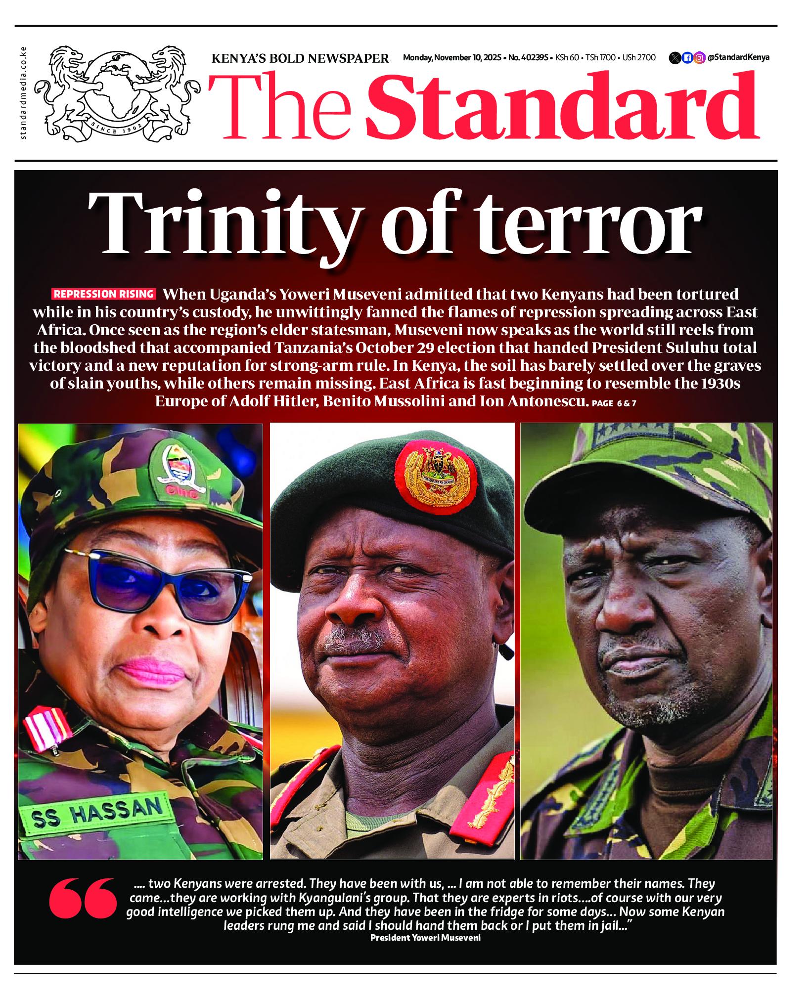 The Standard Newspaper page 1