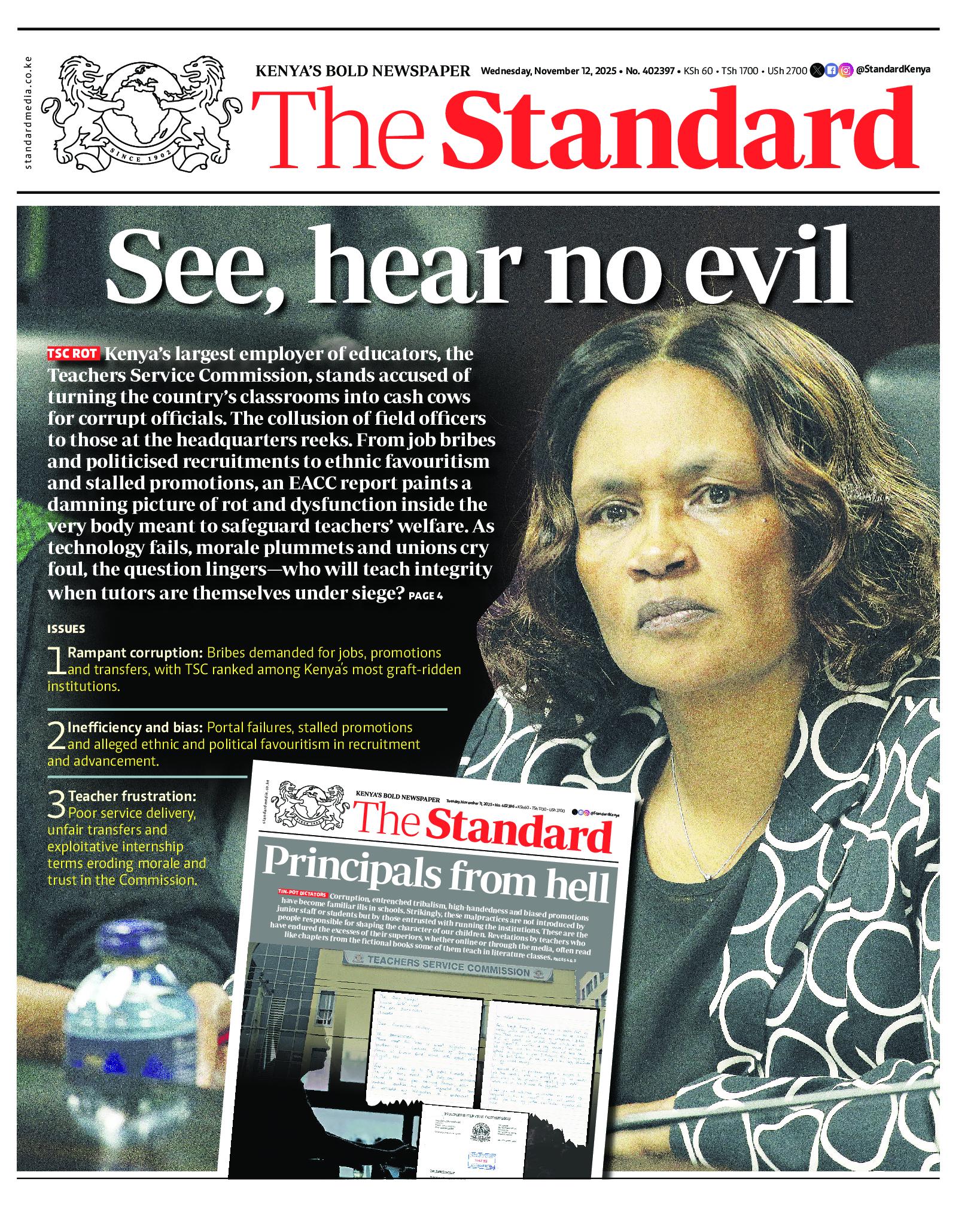 The Standard Newspaper page 1