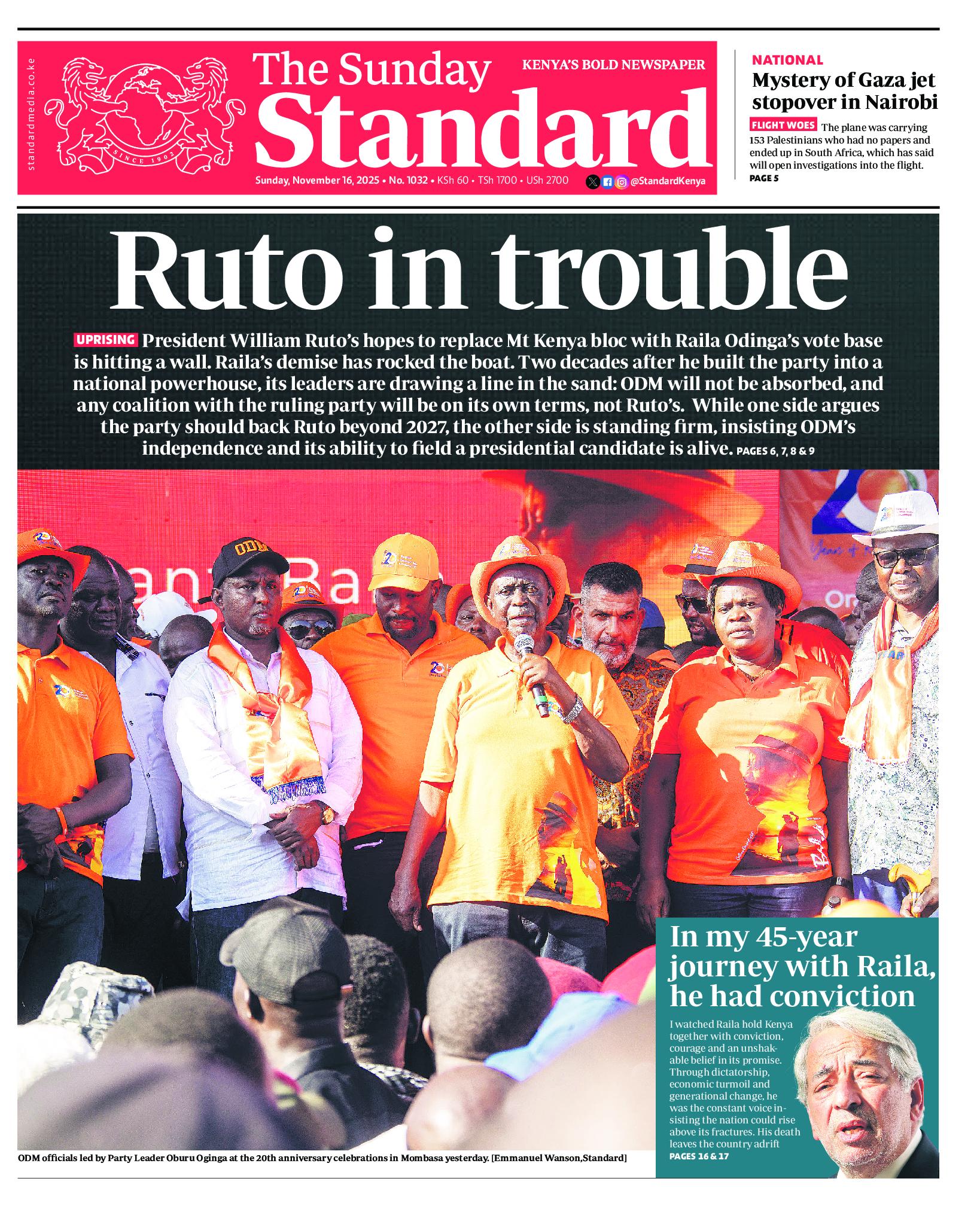 The Standard Newspaper page 1