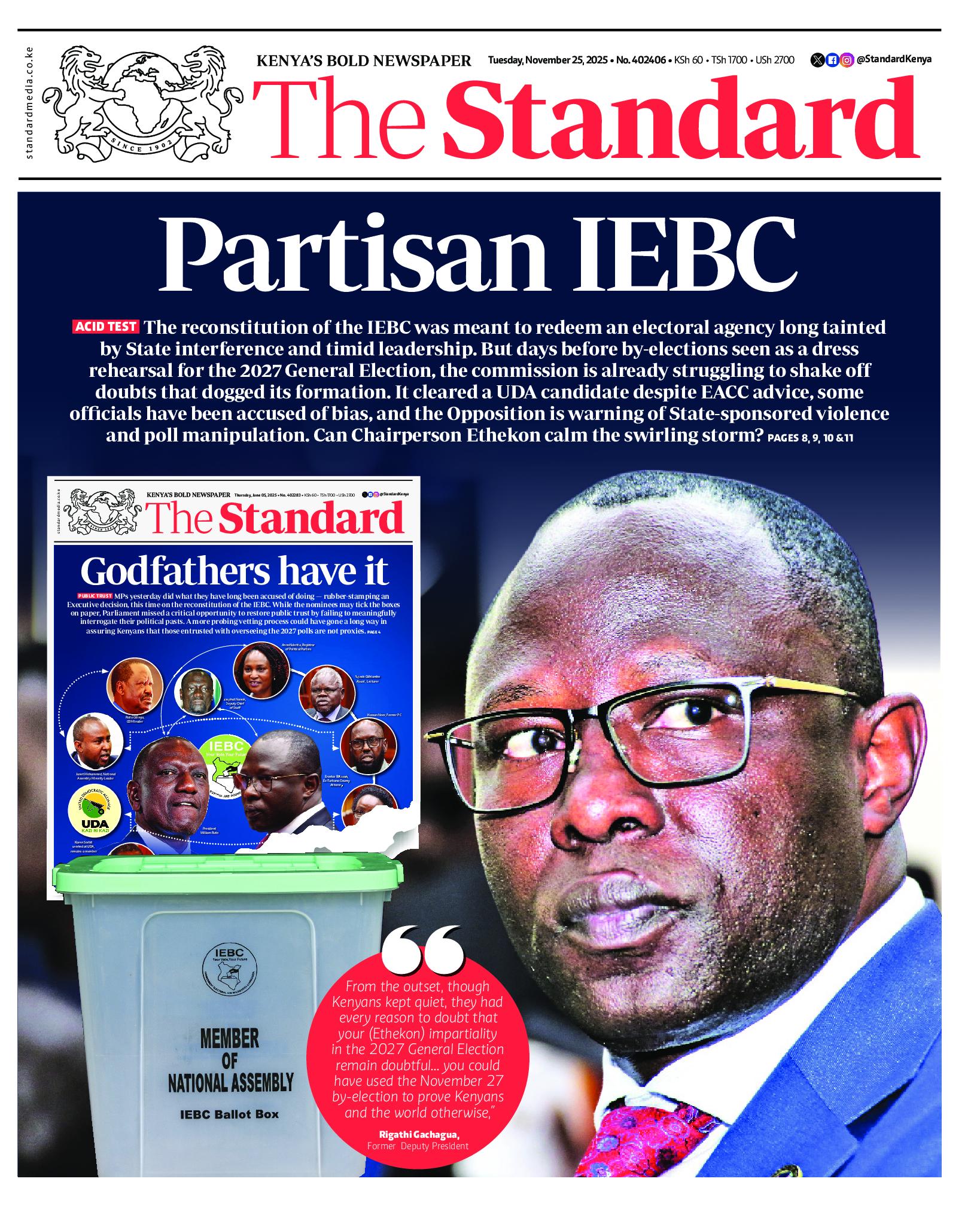 The Standard Newspaper page 1