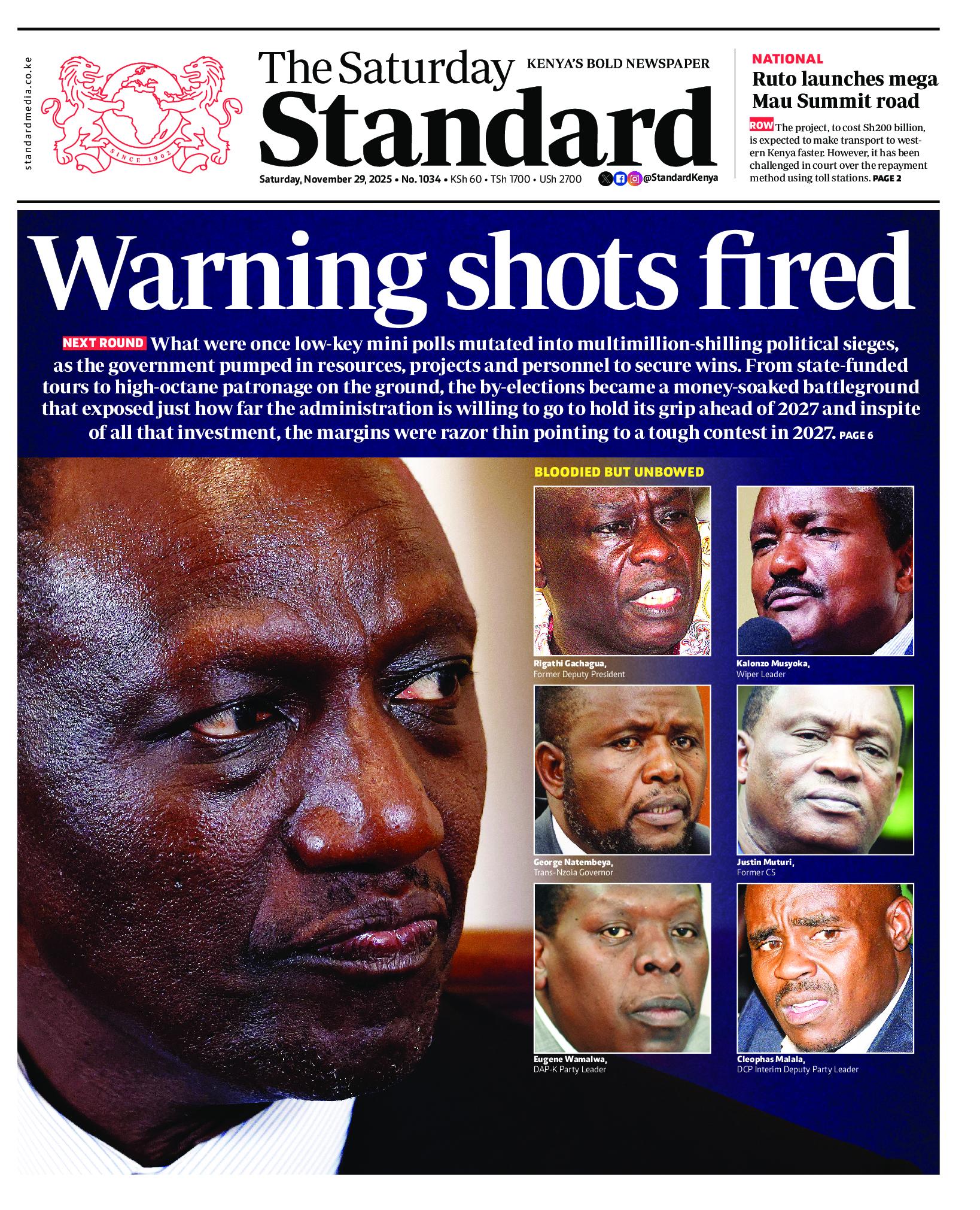 The Standard Newspaper page 1