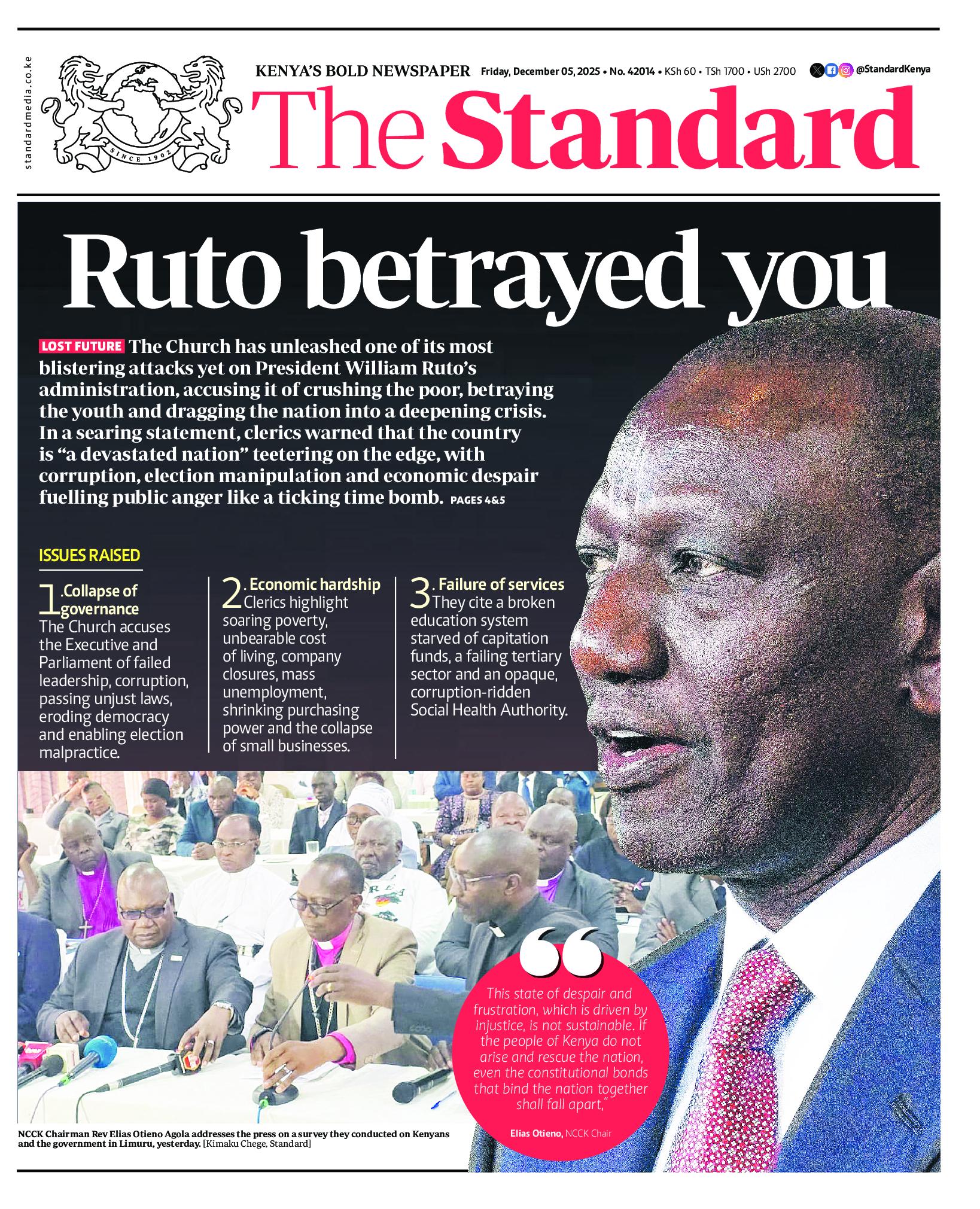 The Standard Newspaper page 1