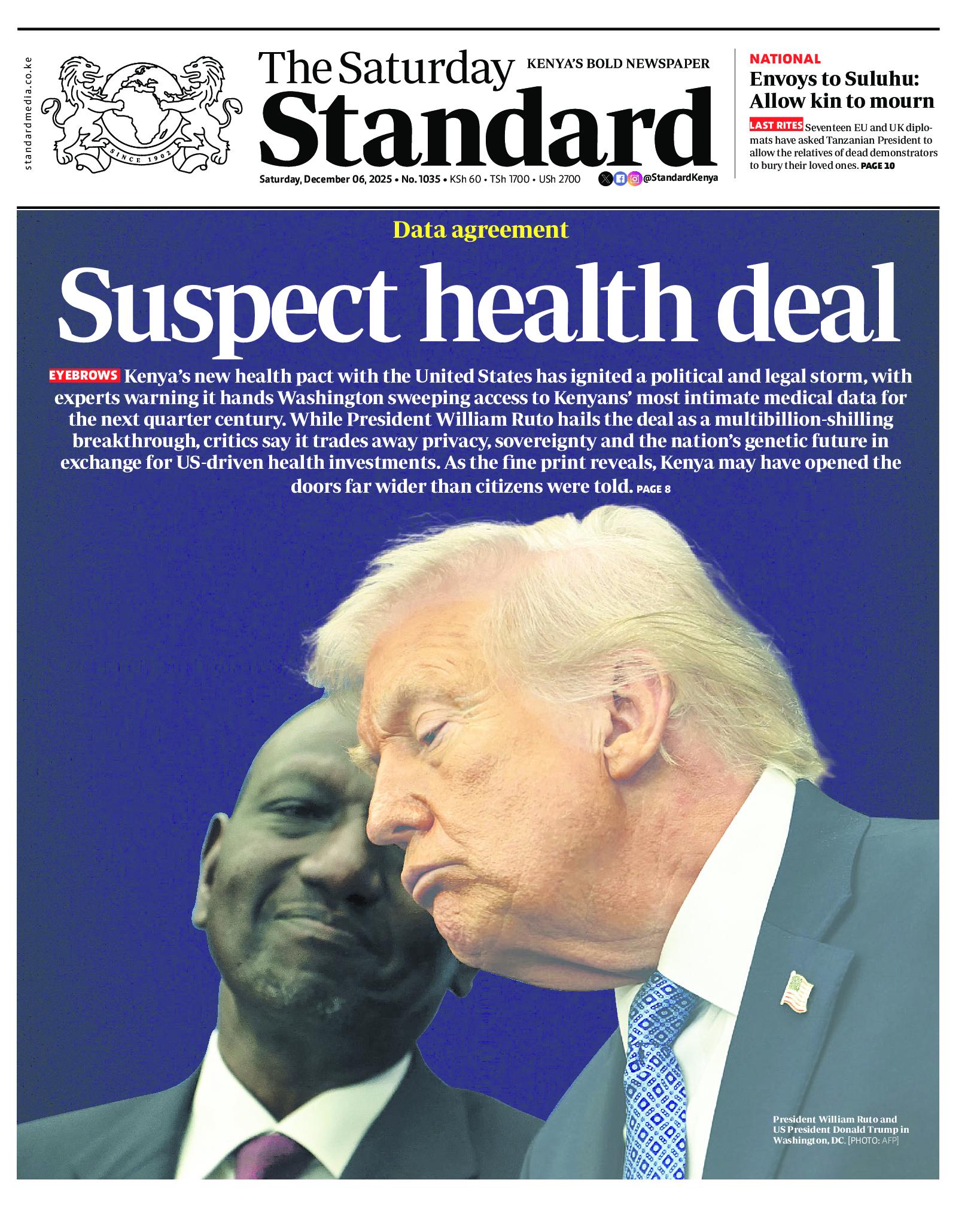 The Standard Newspaper page 1