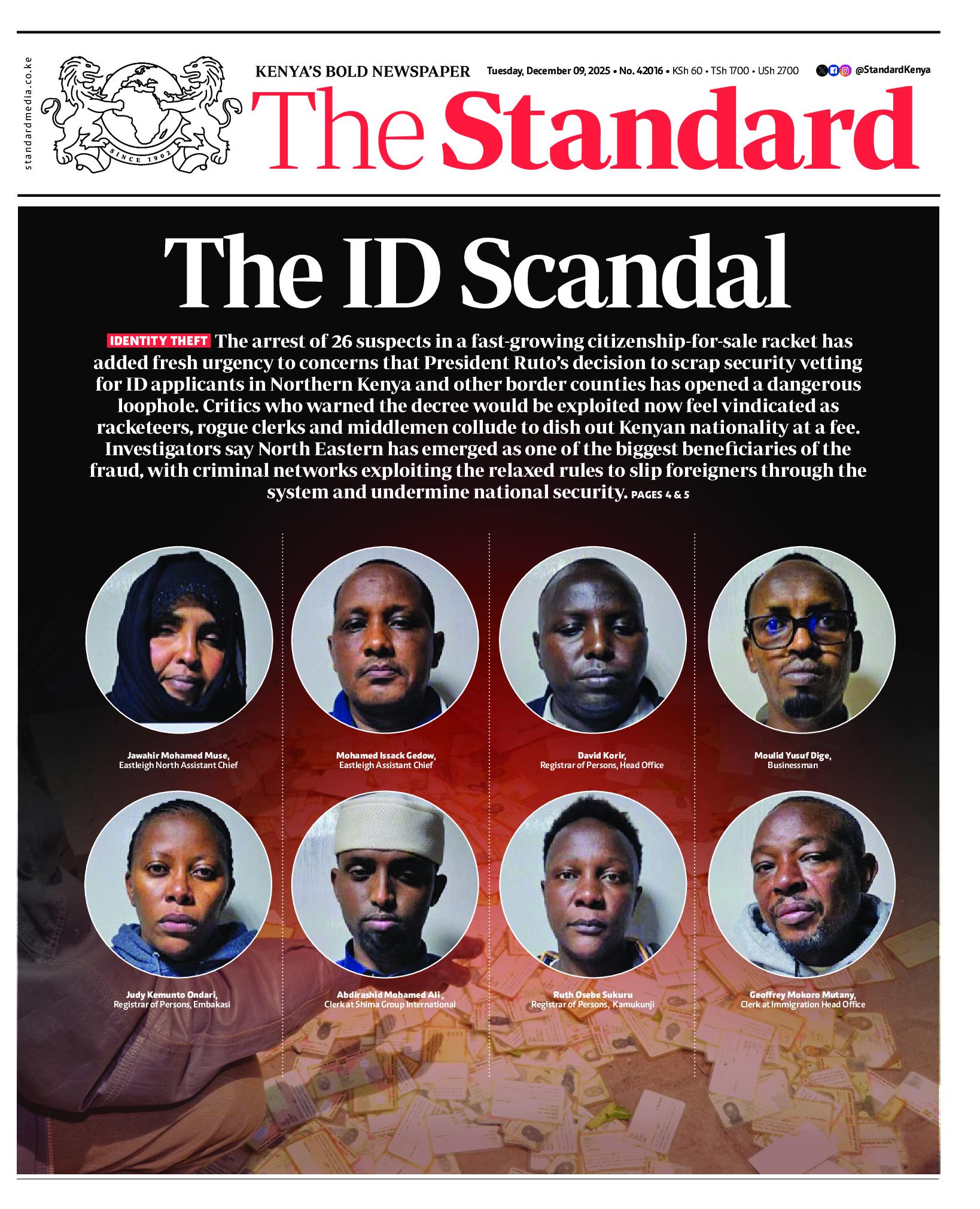 The Standard Newspaper page 1