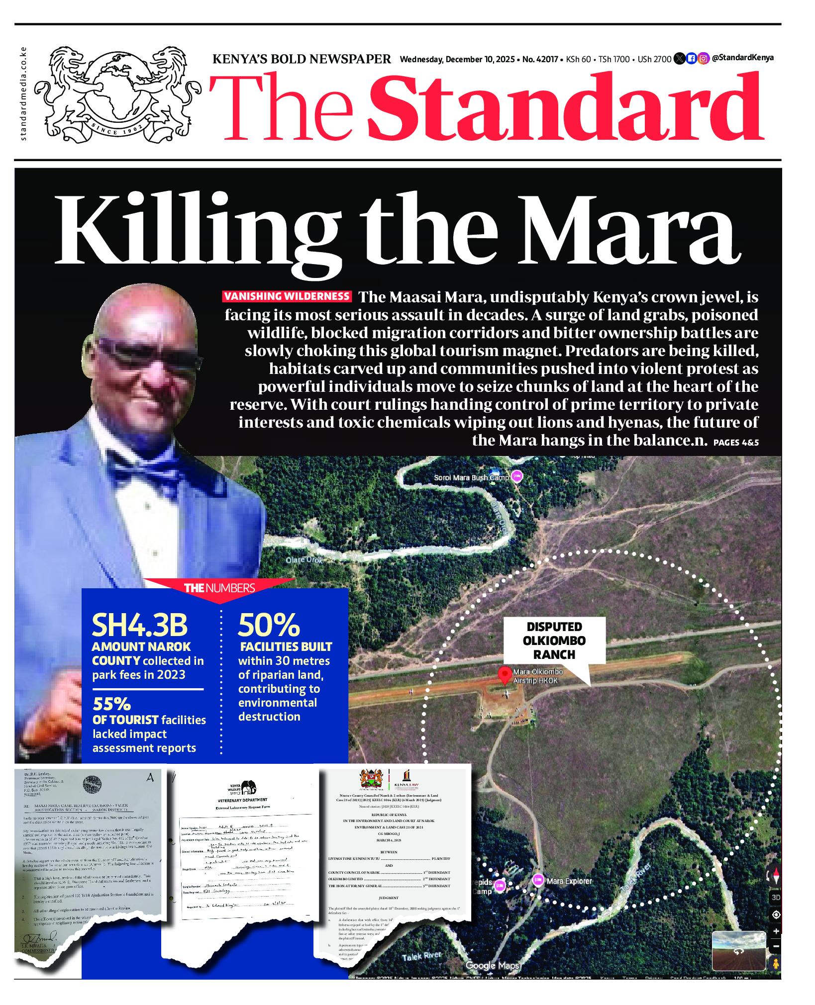 The Standard Newspaper page 1