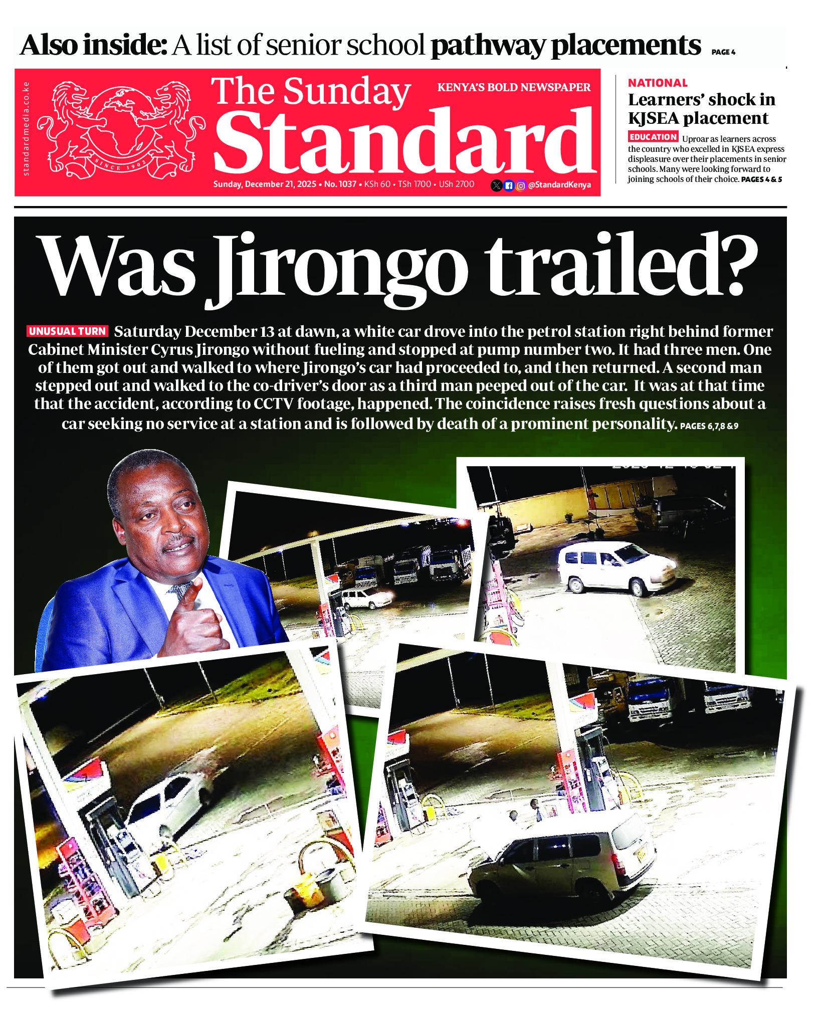 The Standard Newspaper page 1