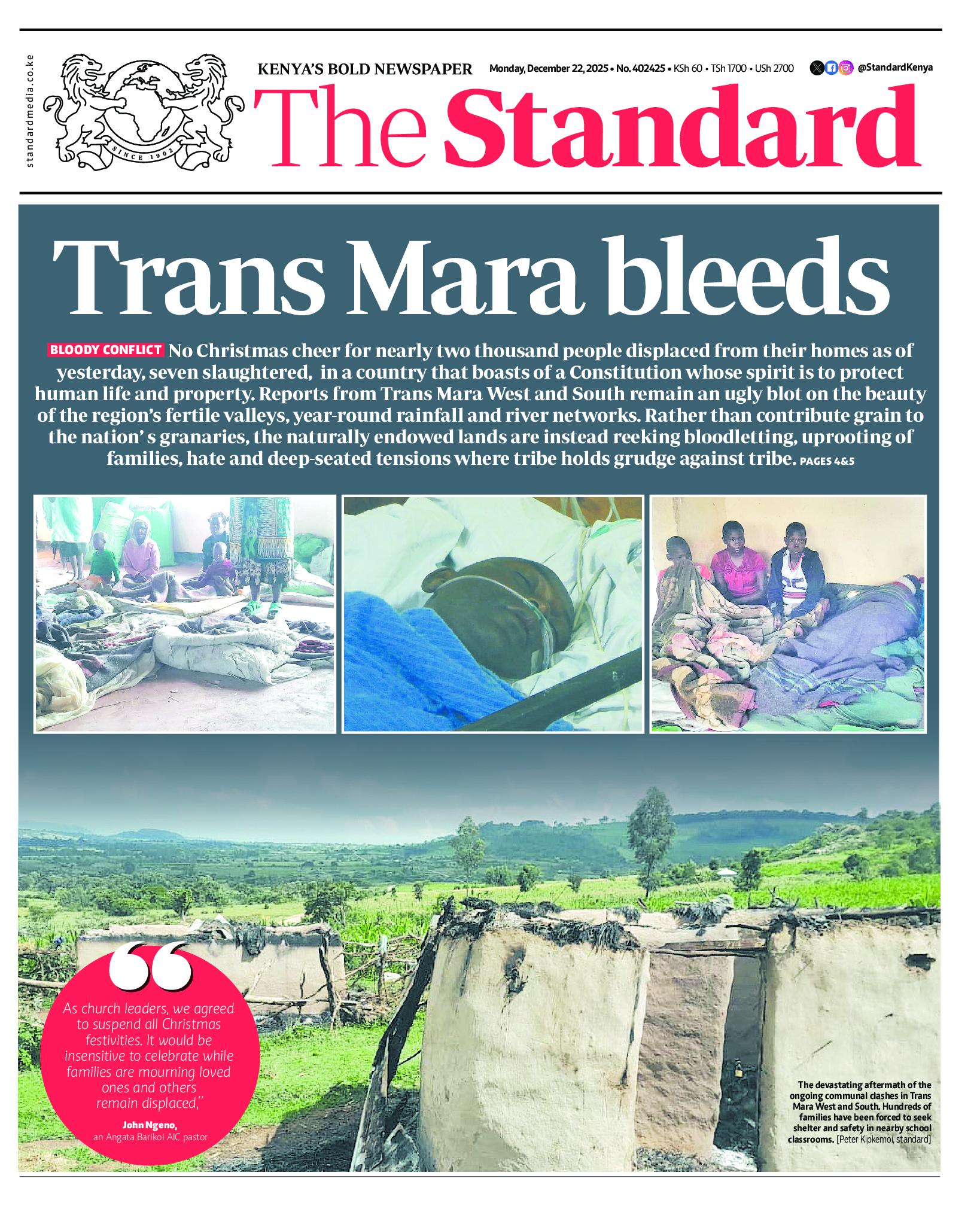 The Standard Newspaper page 1