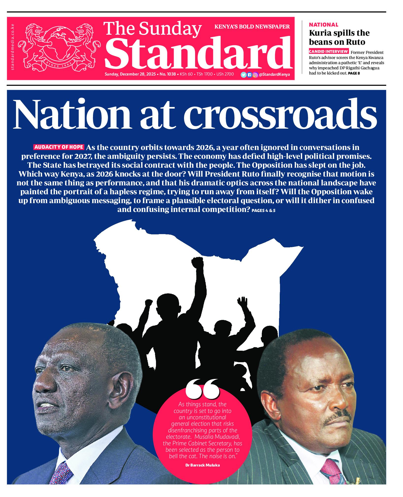 The Standard Newspaper page 1