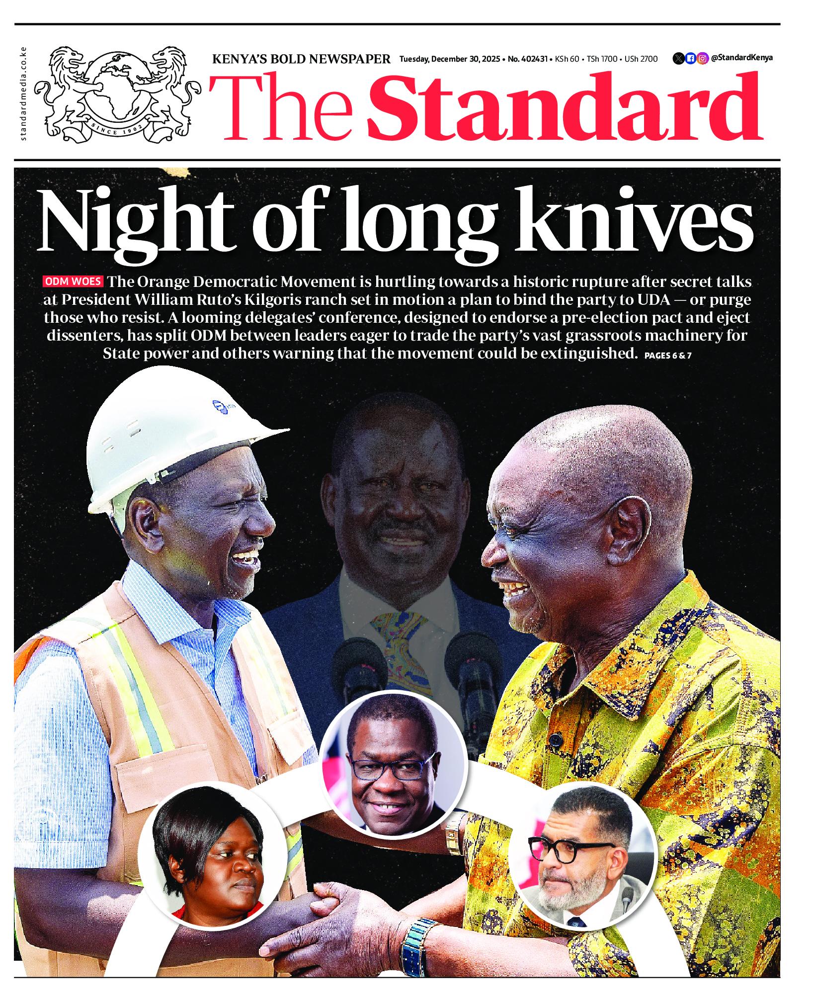 The Standard Newspaper page 1