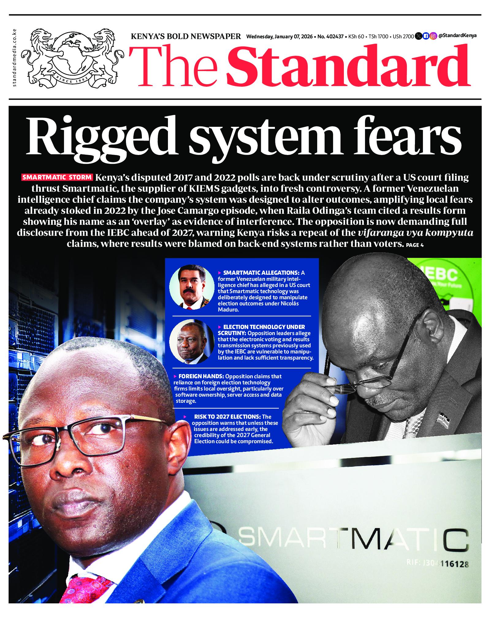 The Standard Newspaper page 1