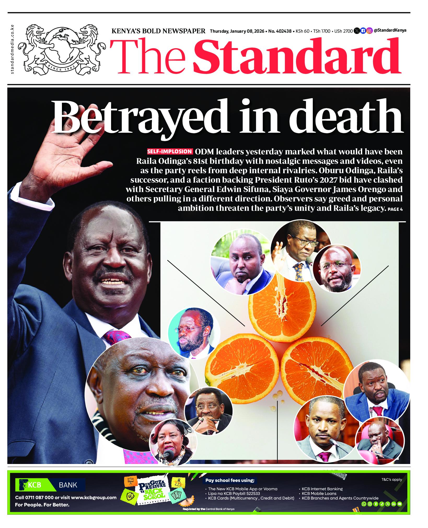 The Standard Newspaper page 1