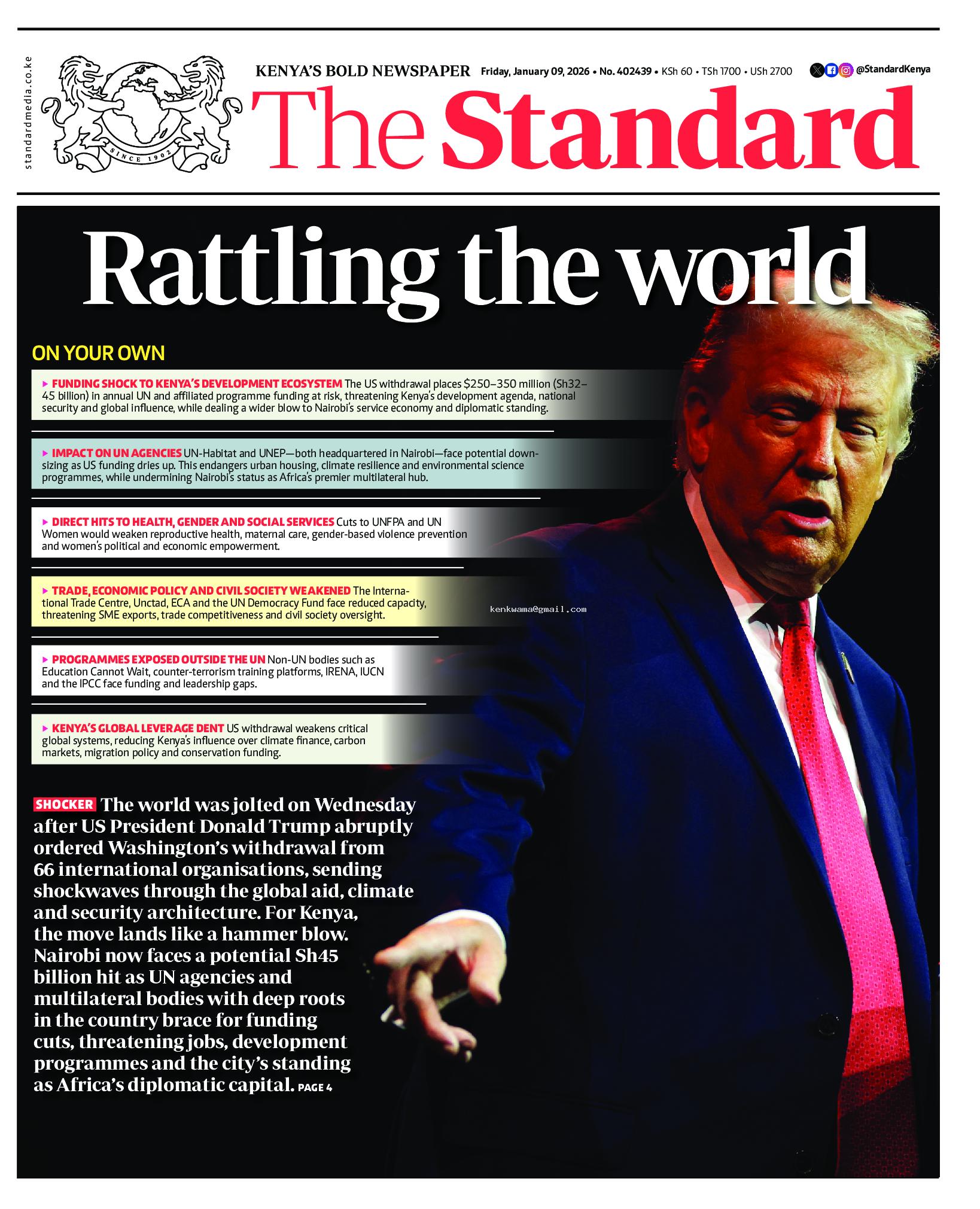 The Standard Newspaper page 1