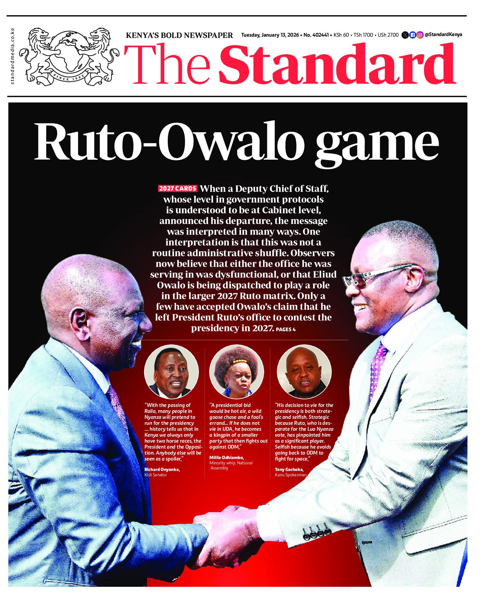 The Standard Newspaper page 1