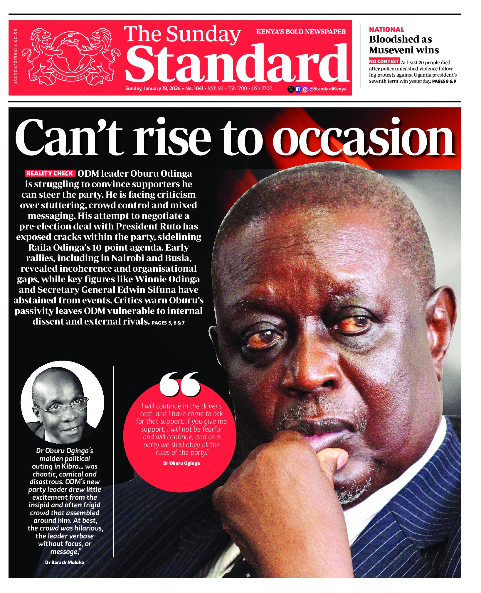 The Standard Newspaper page 1