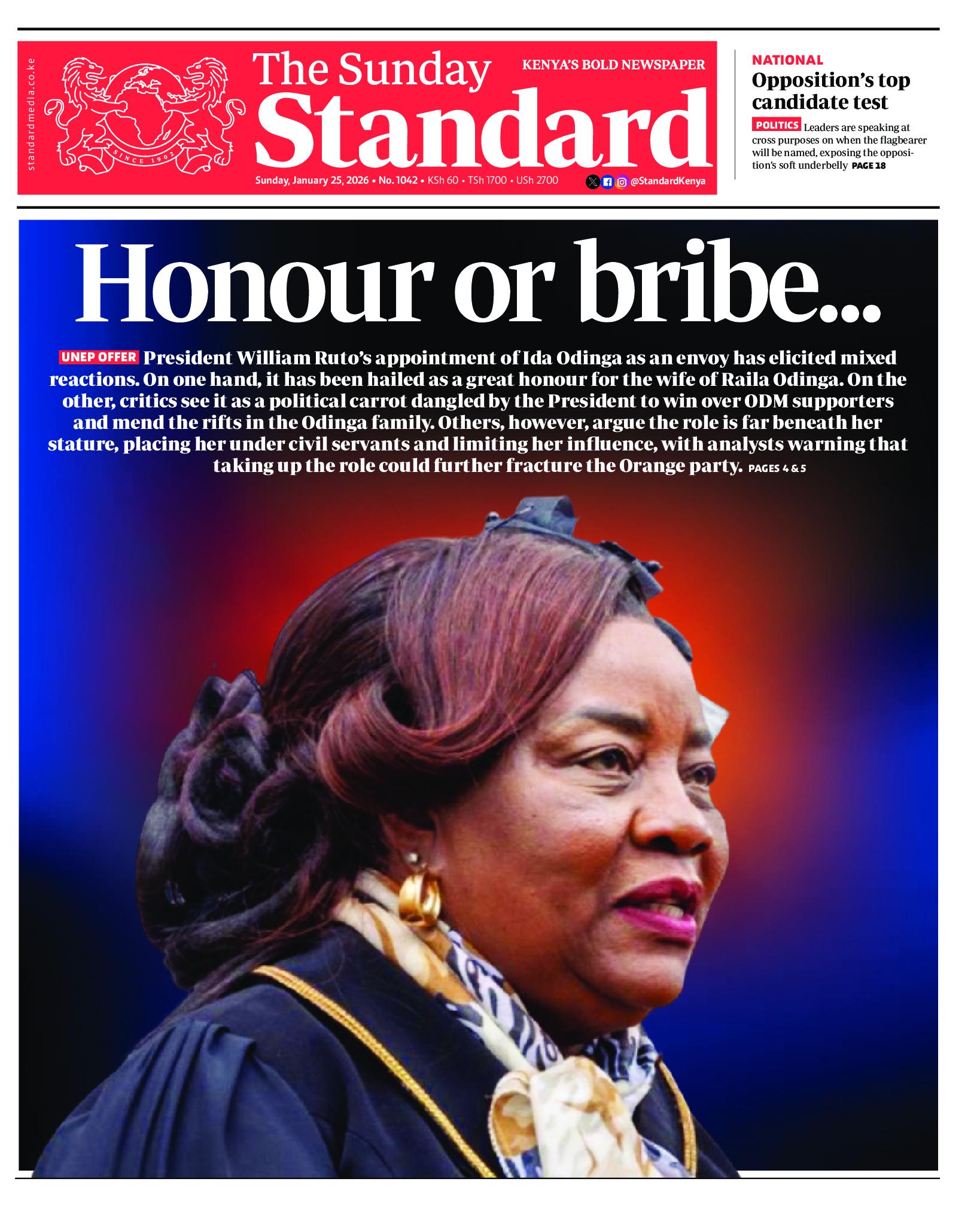 The Standard Newspaper page 1