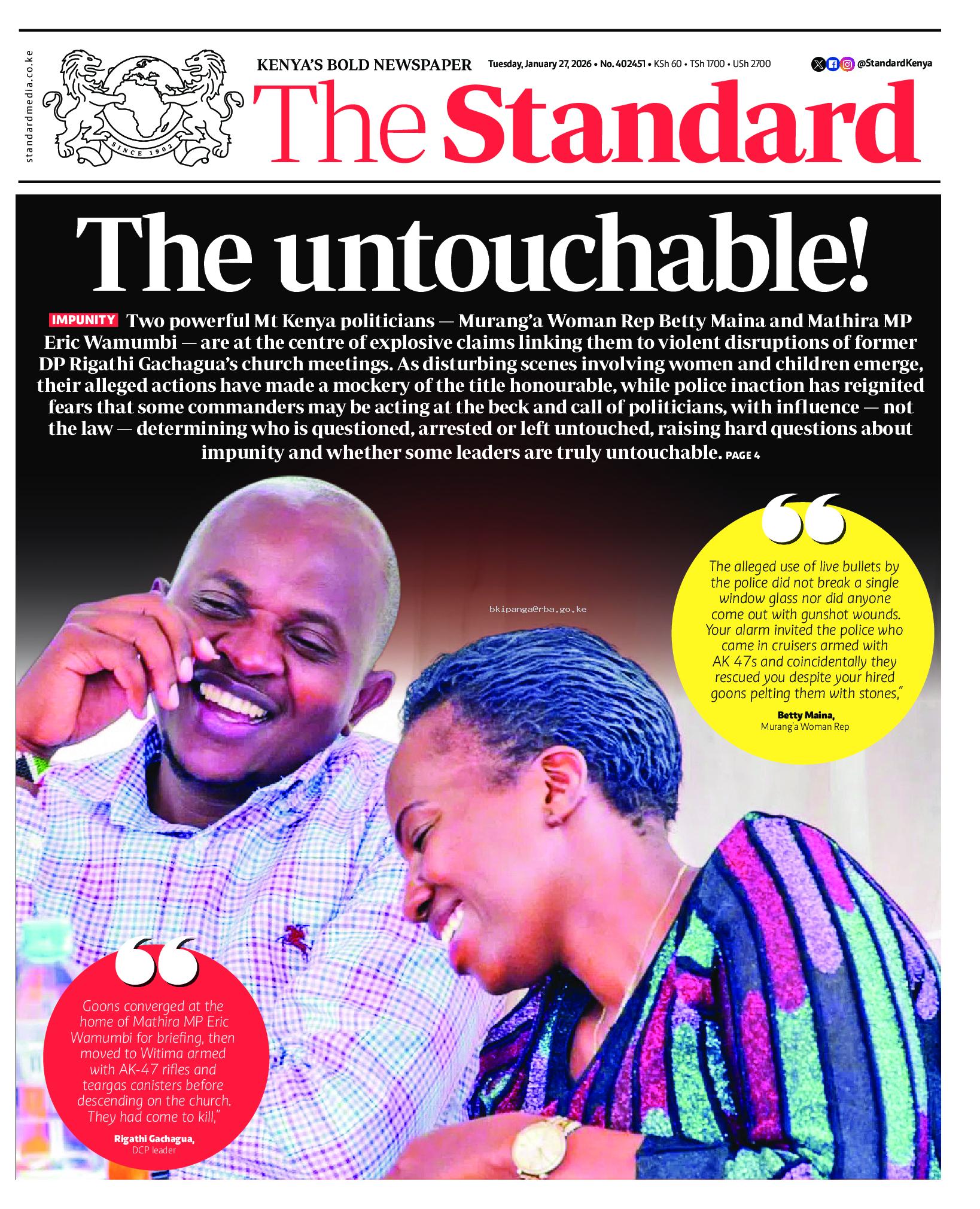 The Standard Newspaper page 1