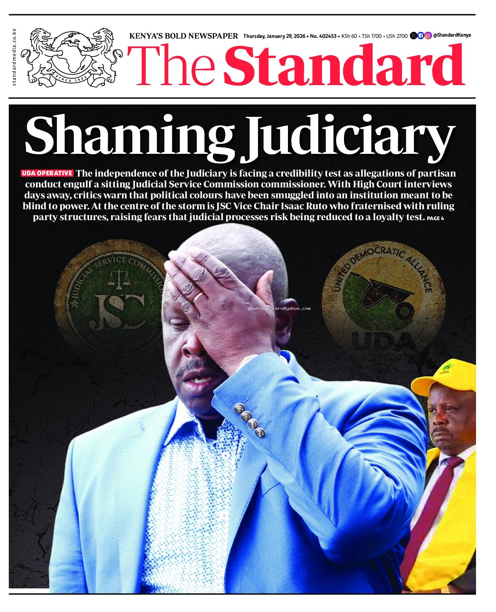 The Standard Newspaper page 1