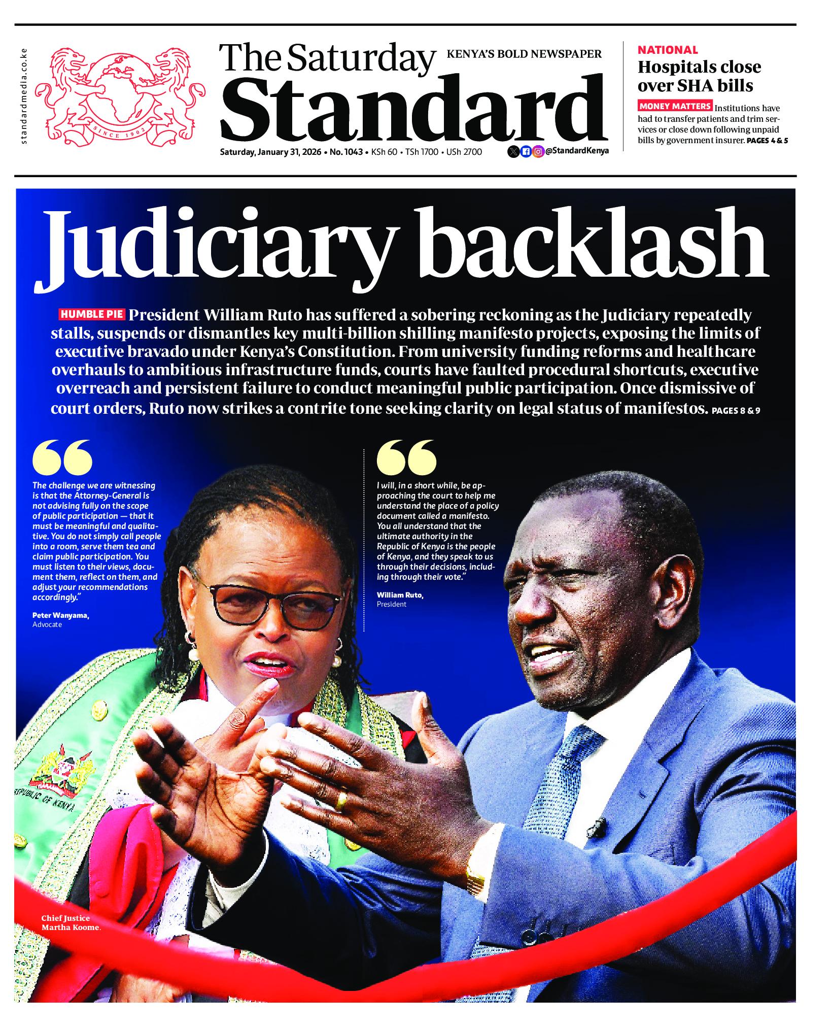 The Standard Newspaper page 1