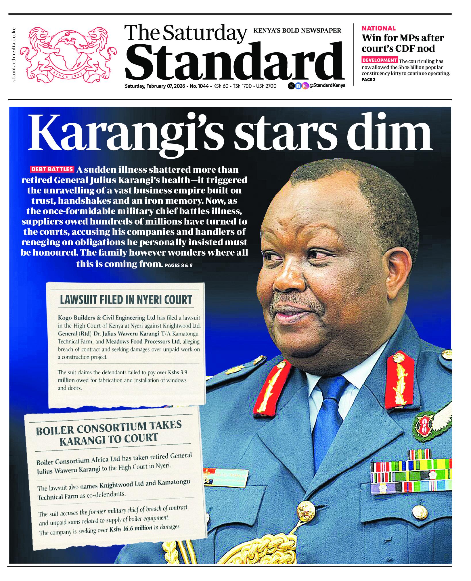 The Standard Newspaper page 1