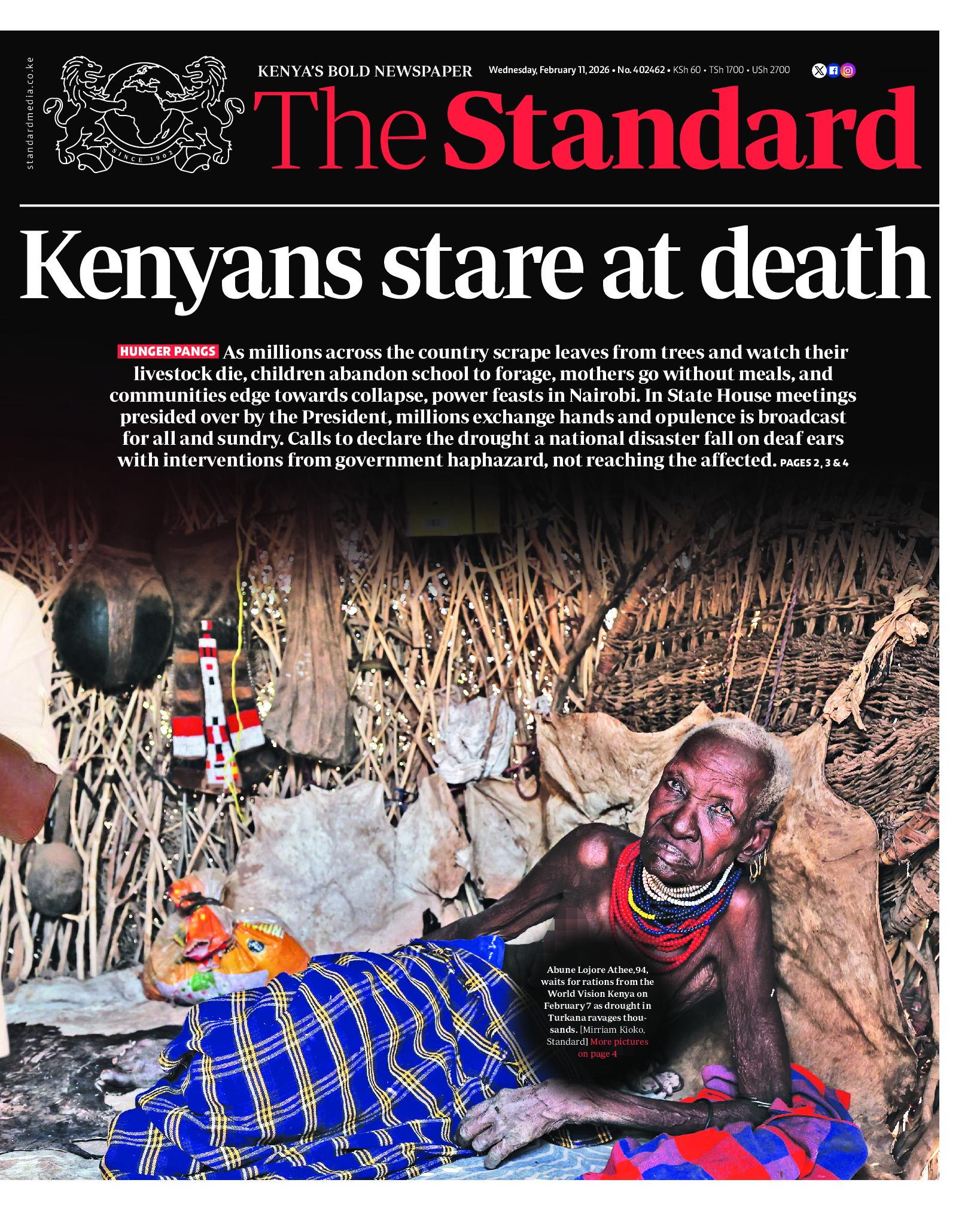 The Standard Newspaper page 1