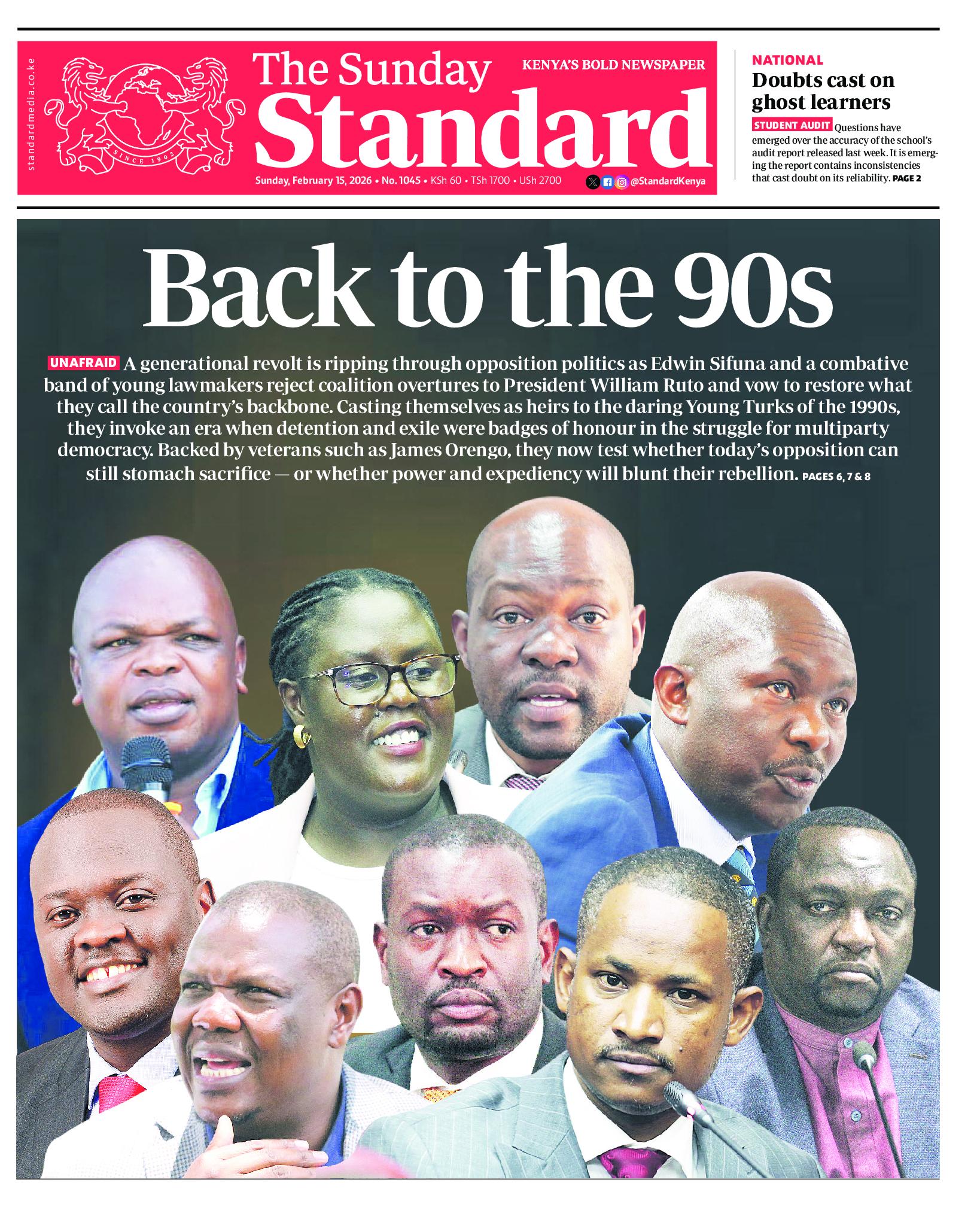 The Standard Newspaper page 1