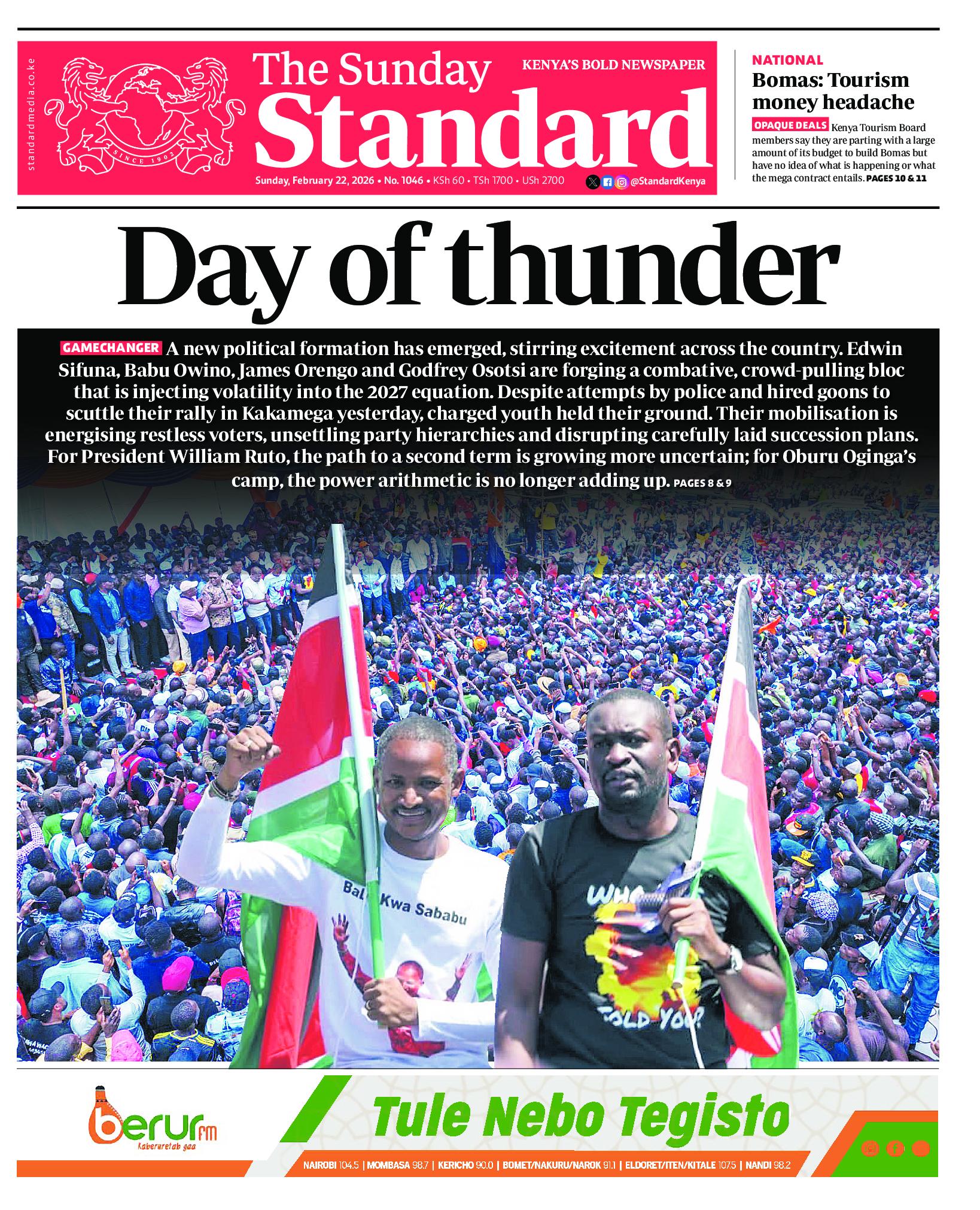 The Standard Newspaper page 1