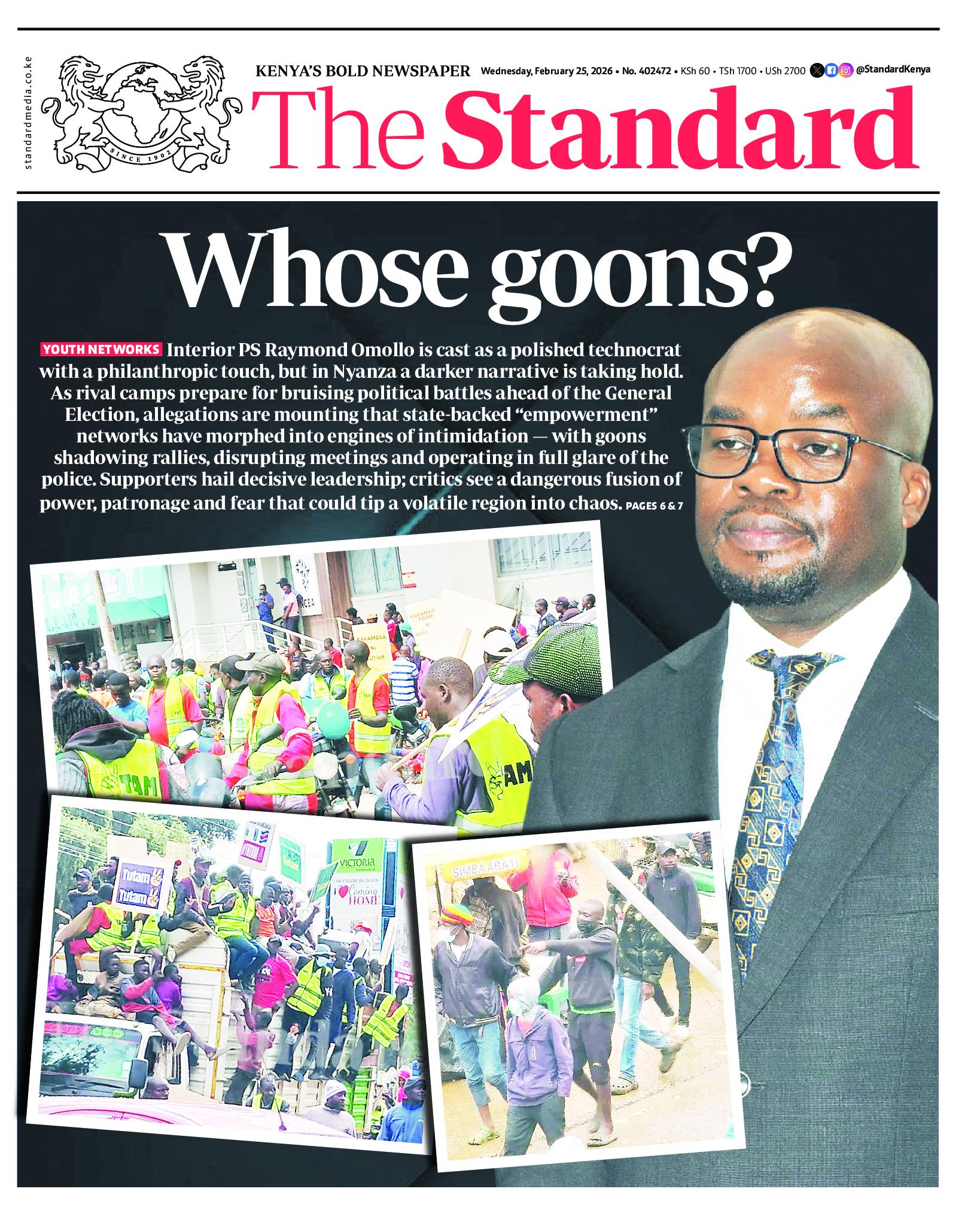 The Standard Newspaper page 1