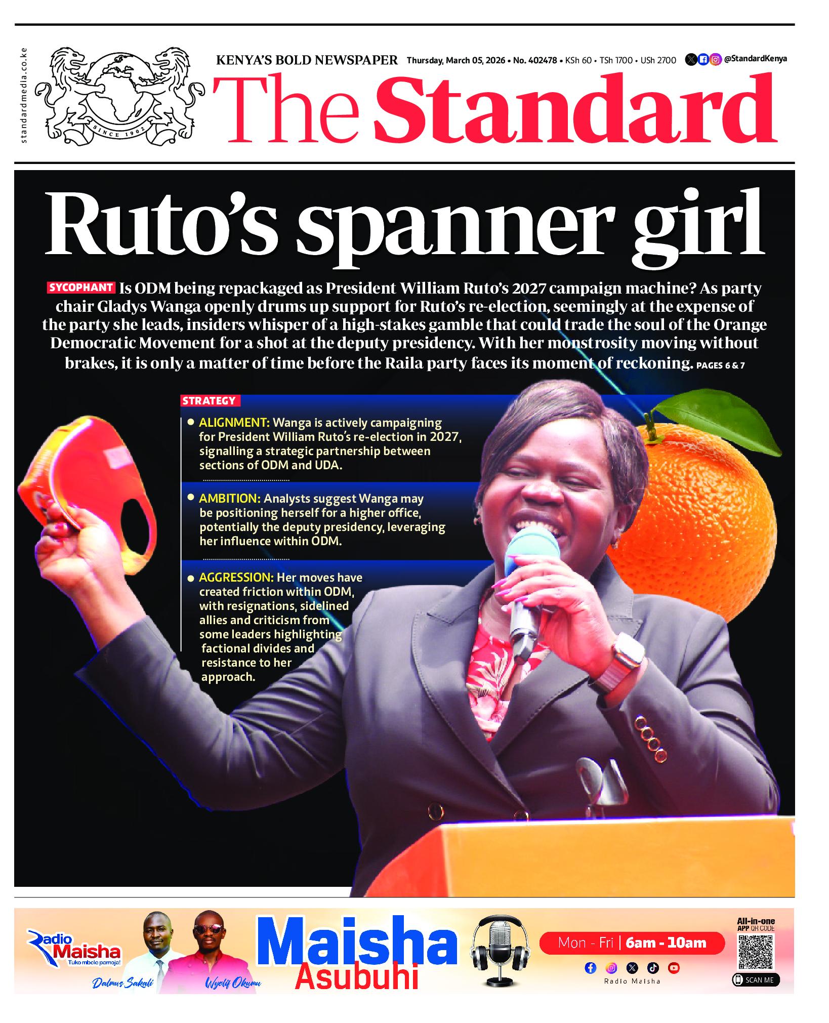 The Standard Newspaper page 1