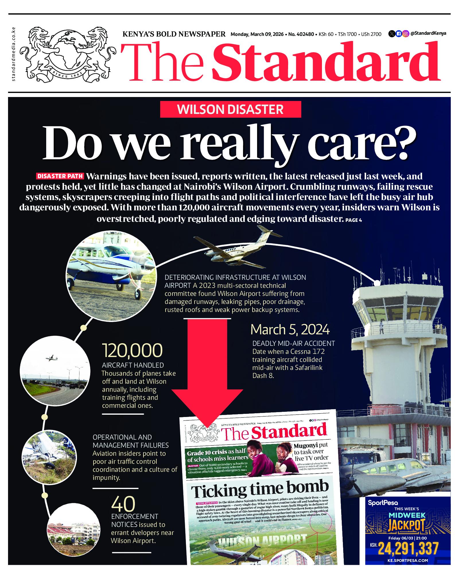 The Standard Newspaper page 1