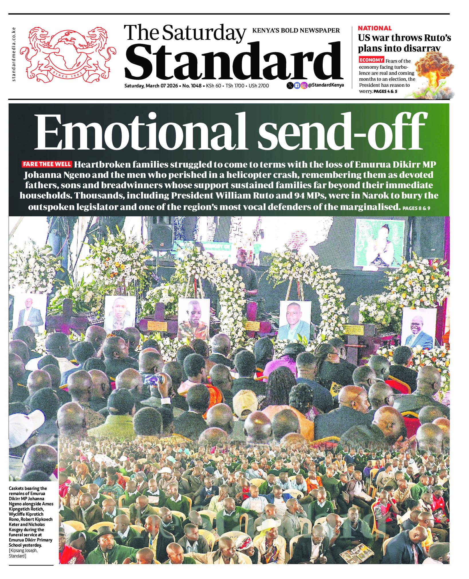 The Standard Newspaper page 1