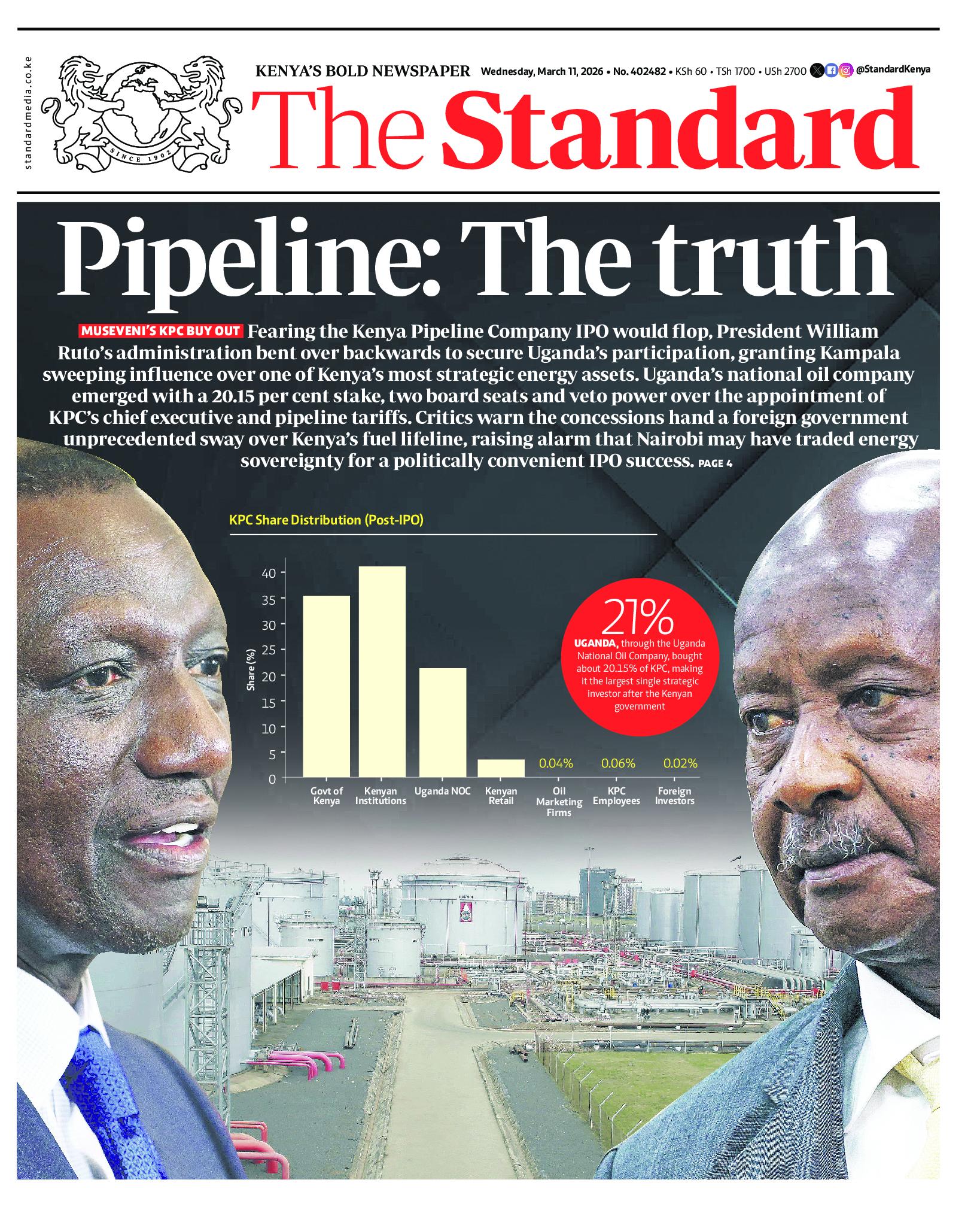 The Standard Newspaper page 1