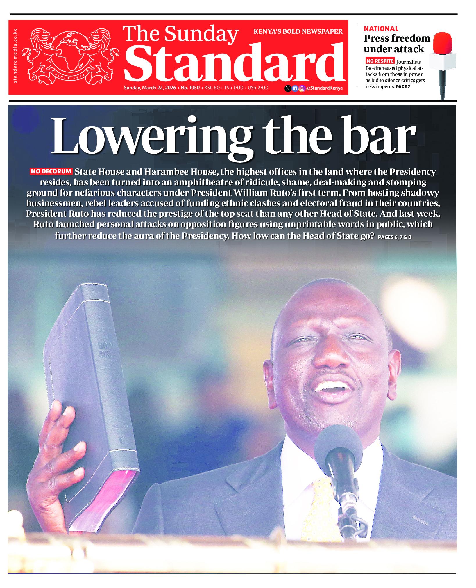 The Standard Newspaper page 1