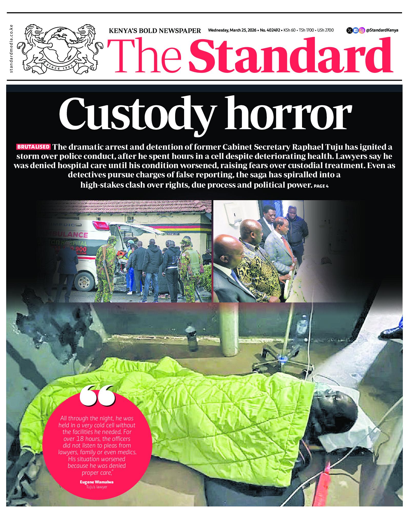 The Standard Newspaper page 1