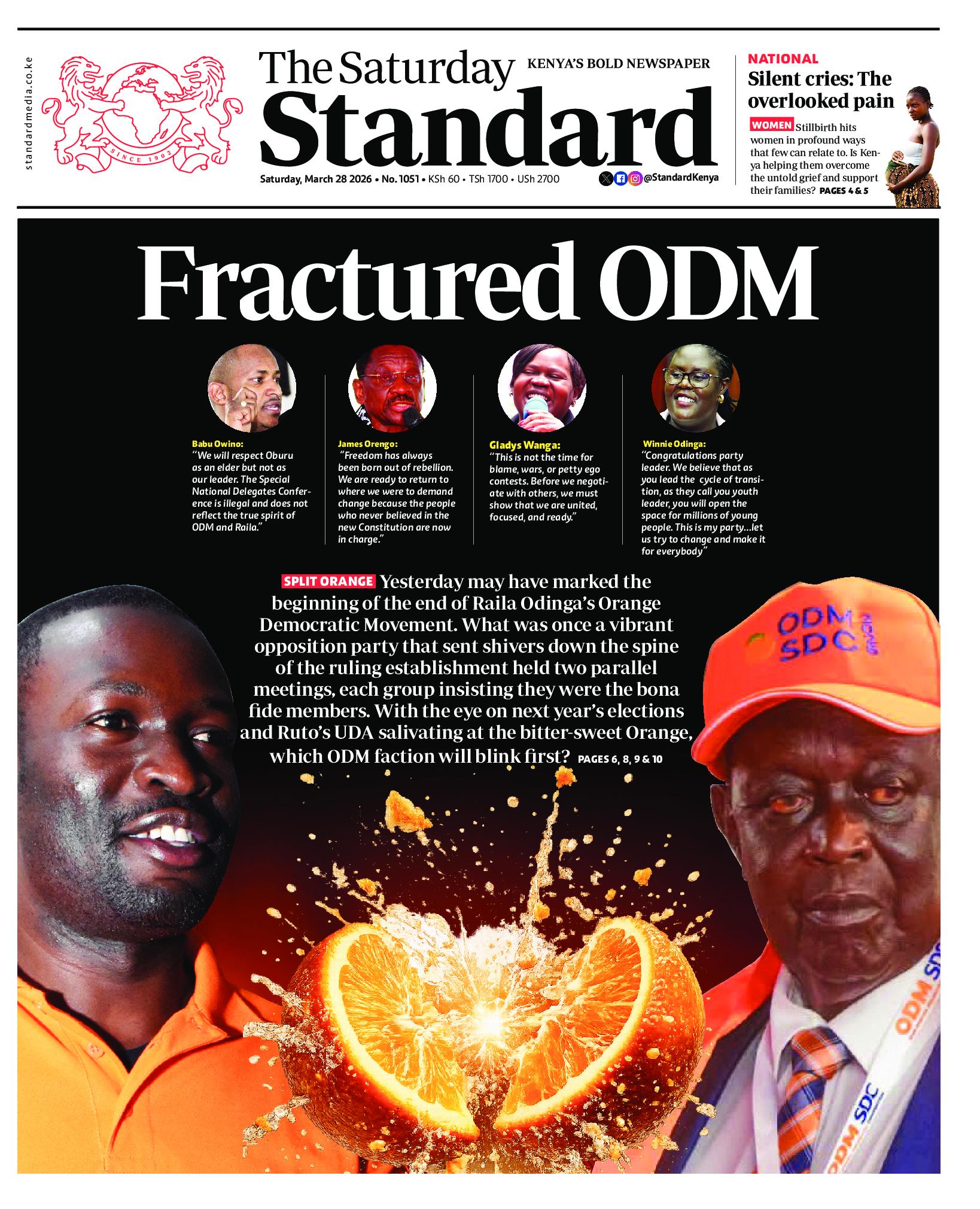 The Standard Newspaper page 1