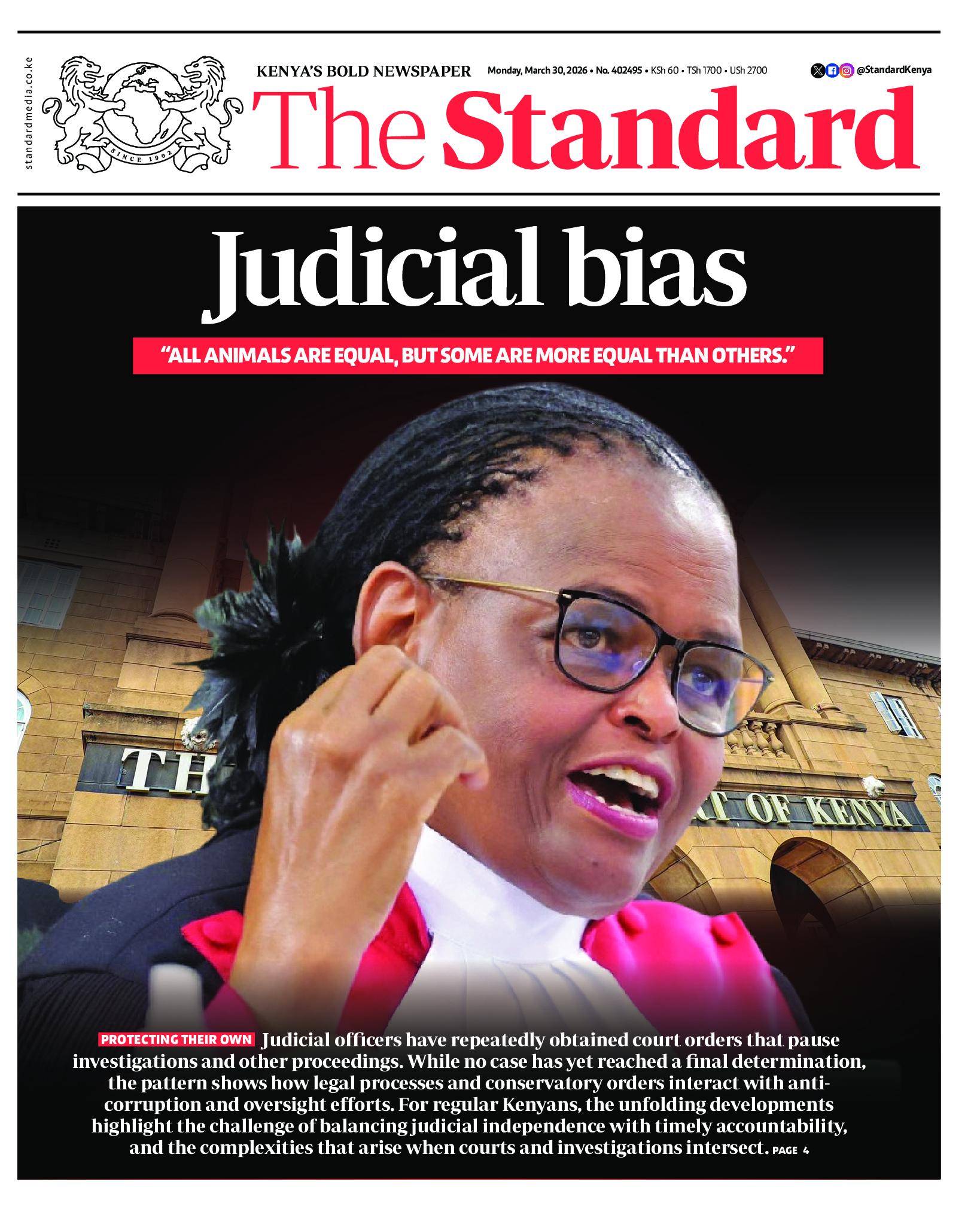 The Standard Newspaper page 1