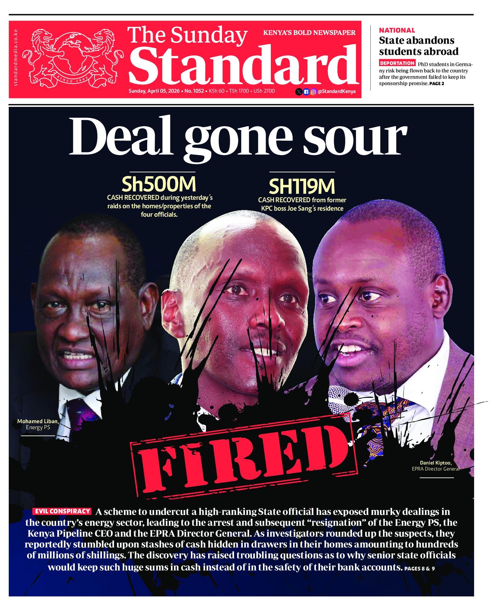 The Standard Newspaper page 1