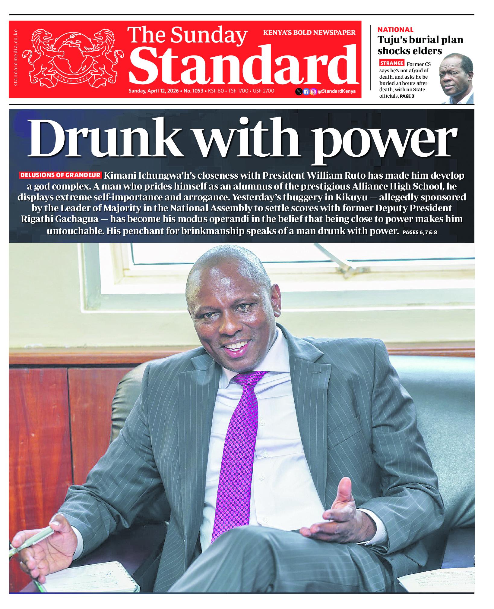 The Standard Newspaper page 1