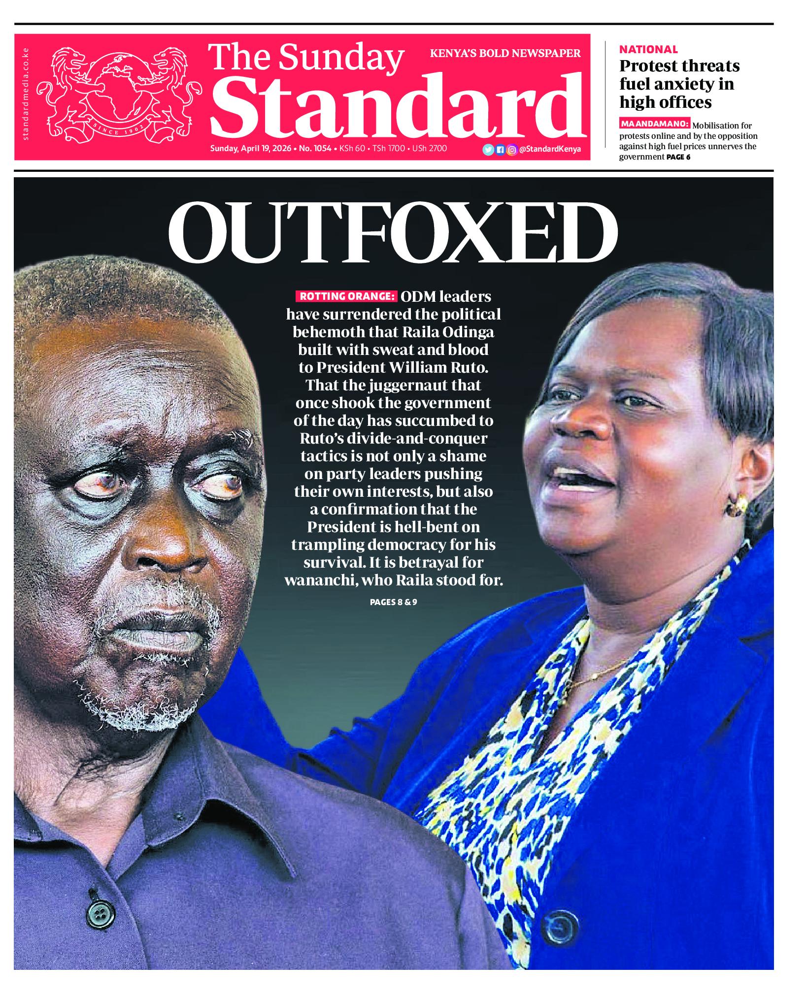 The Standard Newspaper page 1