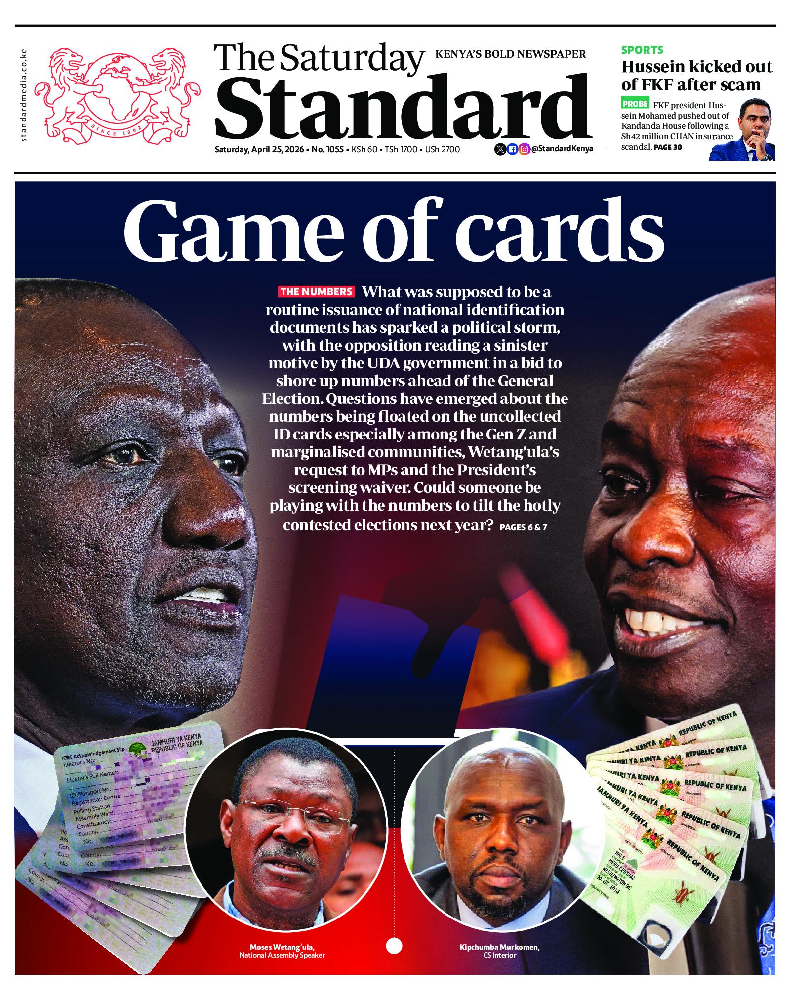 The Standard Newspaper page 1