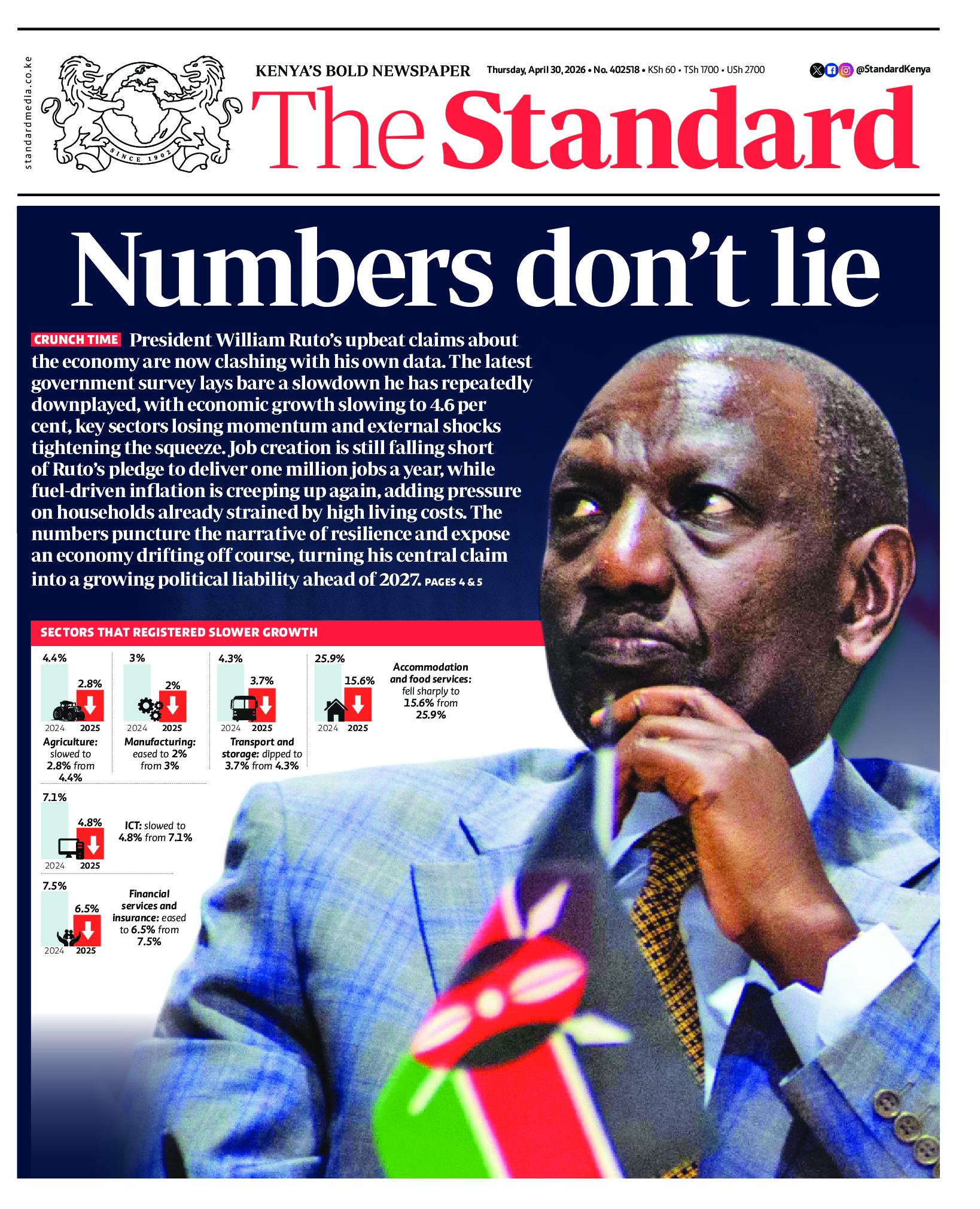 The Standard Newspaper page 1