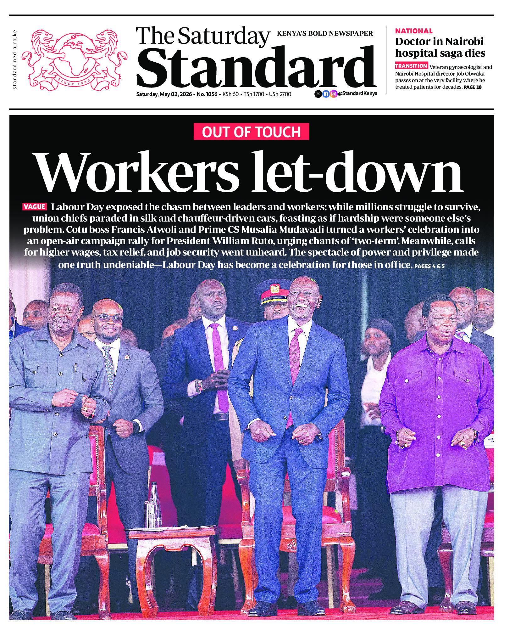The Standard Newspaper page 1