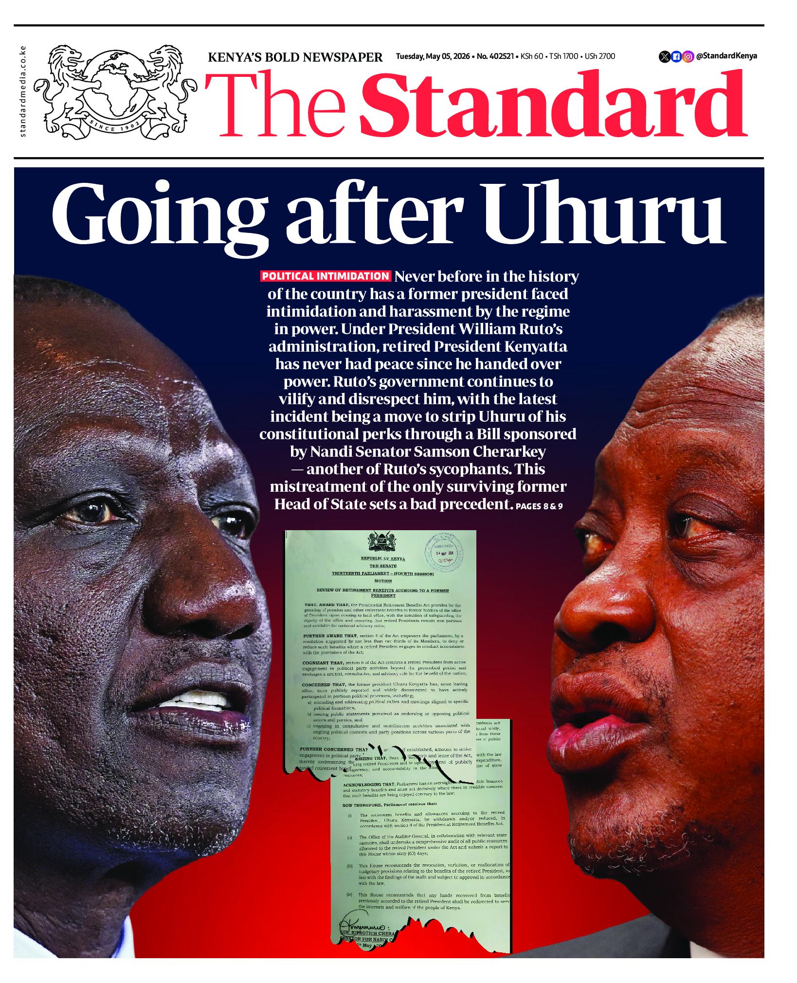 The Standard Newspaper page 1