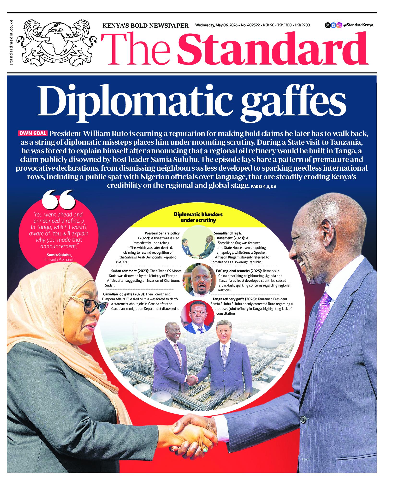 The Standard Newspaper page 1