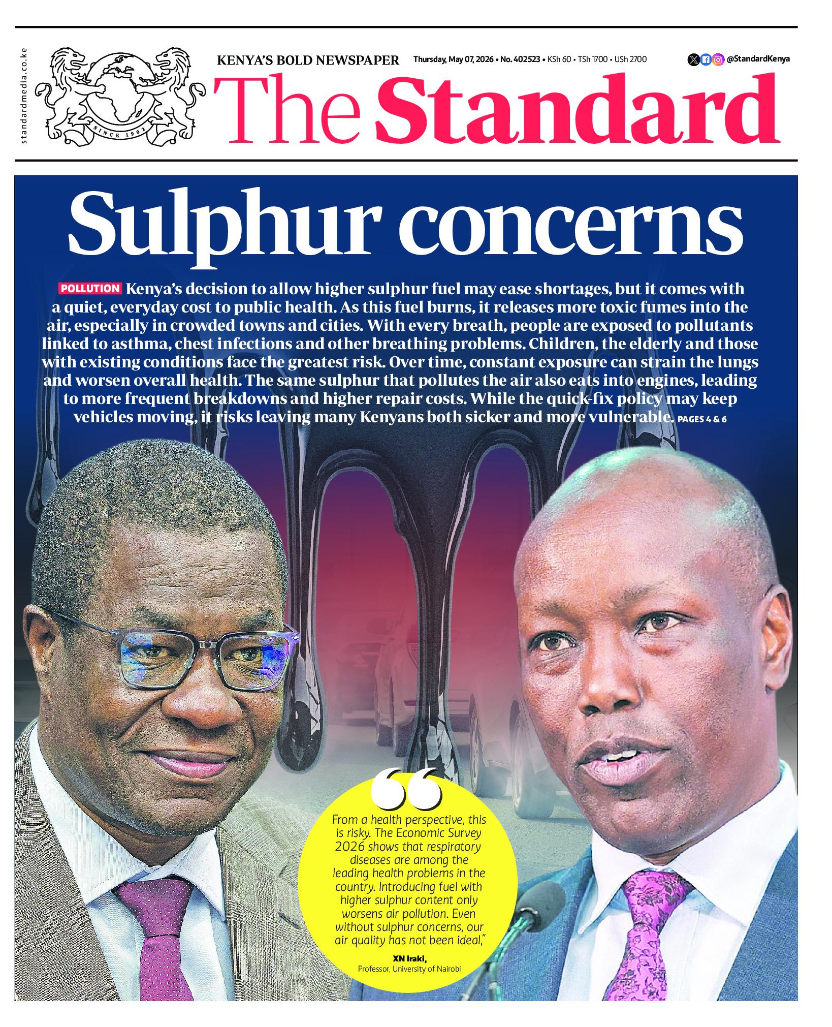 The Standard Newspaper page 1